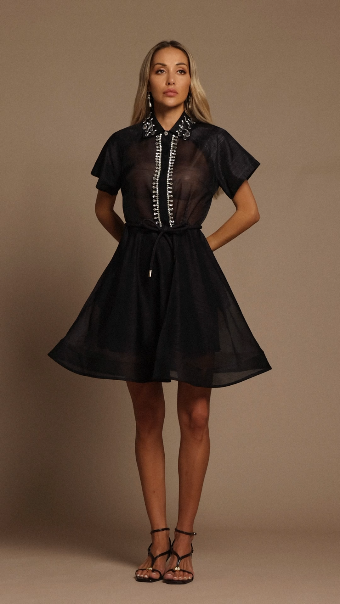 Gerianna Short Sleeves Diamond Mini Dress