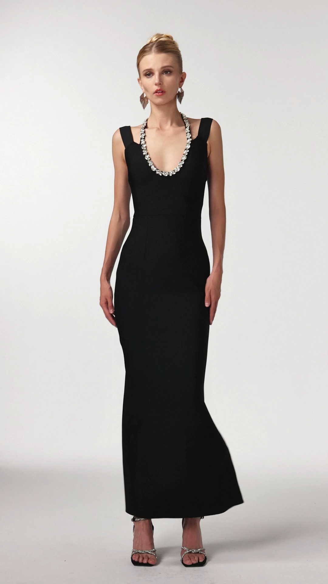 Shannon Sexy Contour Rhinestone Bandage Maxi Dress