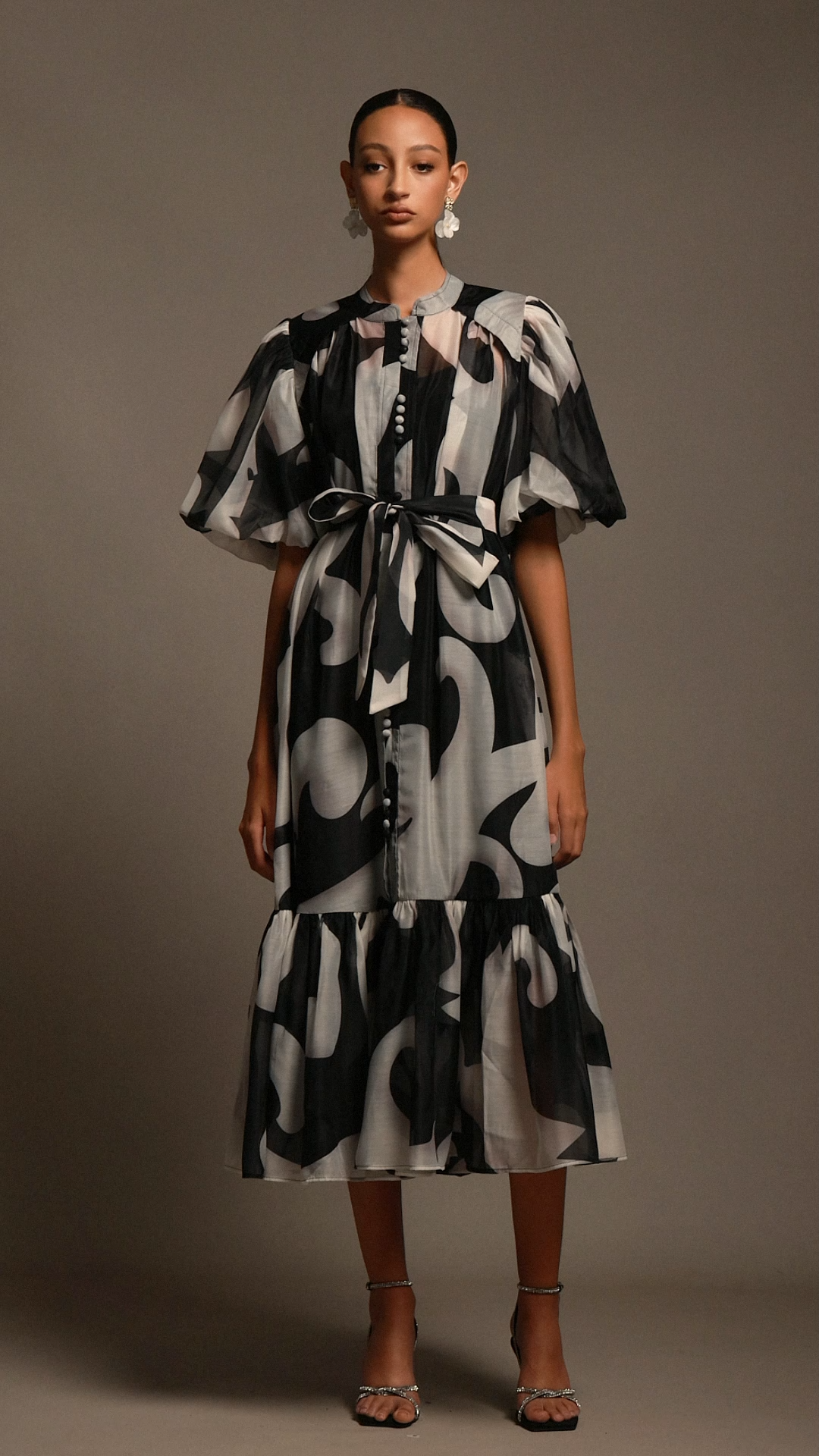 Jacqueline Round Neck Floral Printed Short Sleeves Maxi Dress