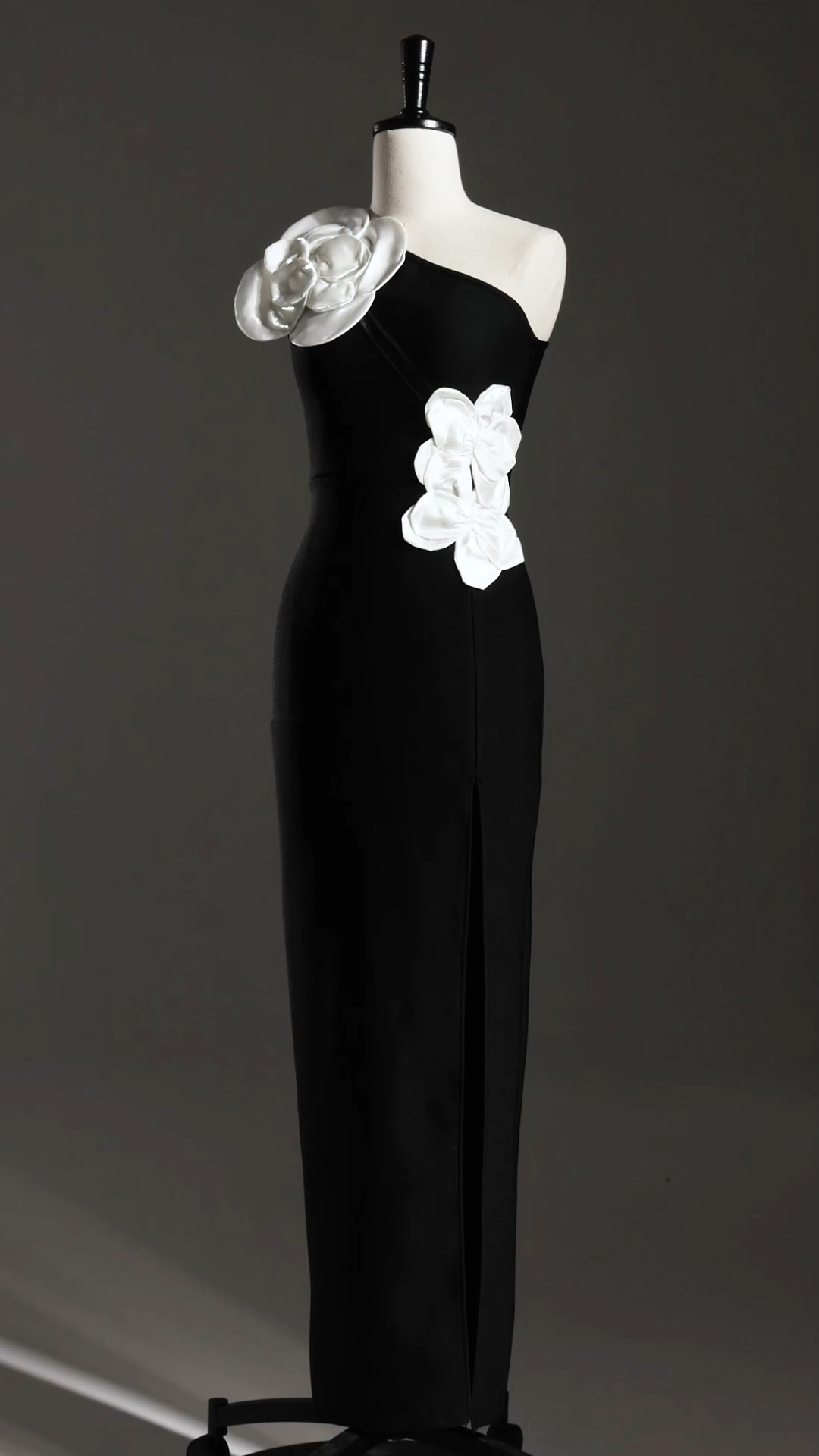 Jane Flowers High Slit One Shoulder Bandage Maxi Dress