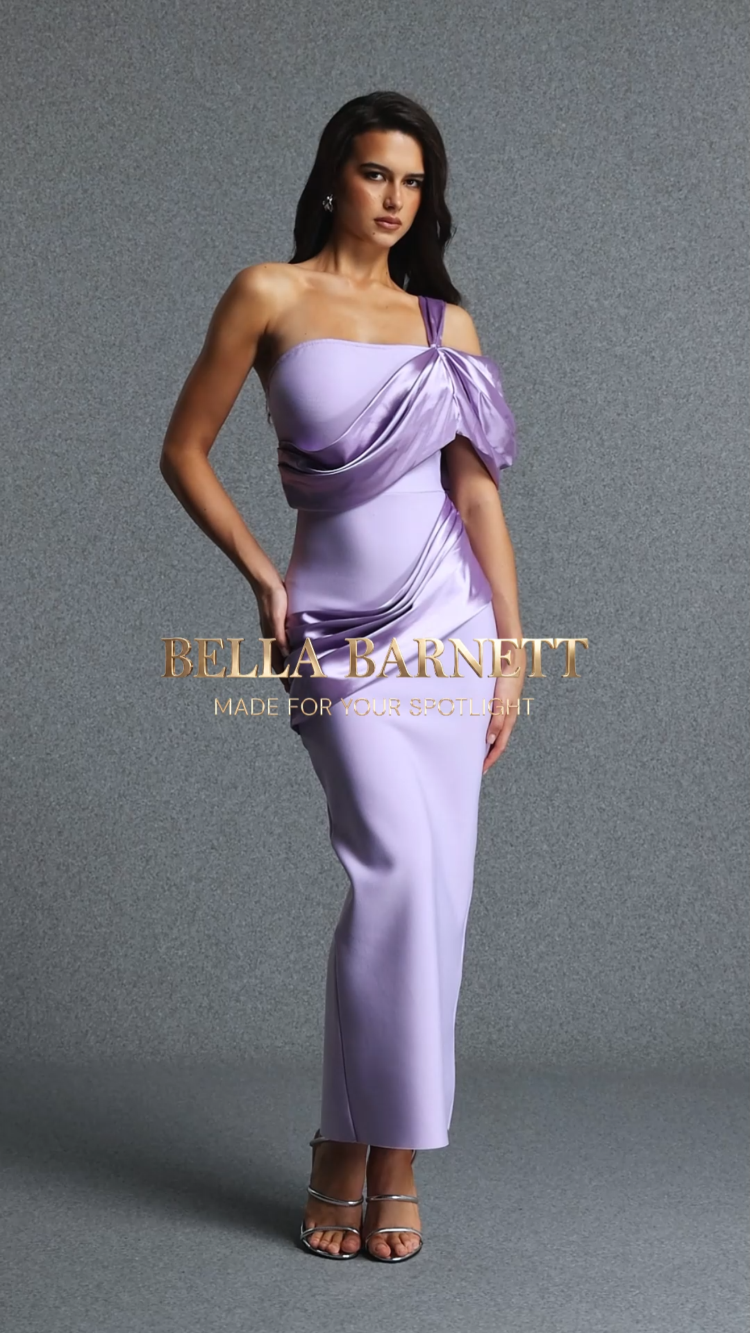 Yerza Elegant Contour One Shoulder Satin Ruched Bandage Maxi Dress