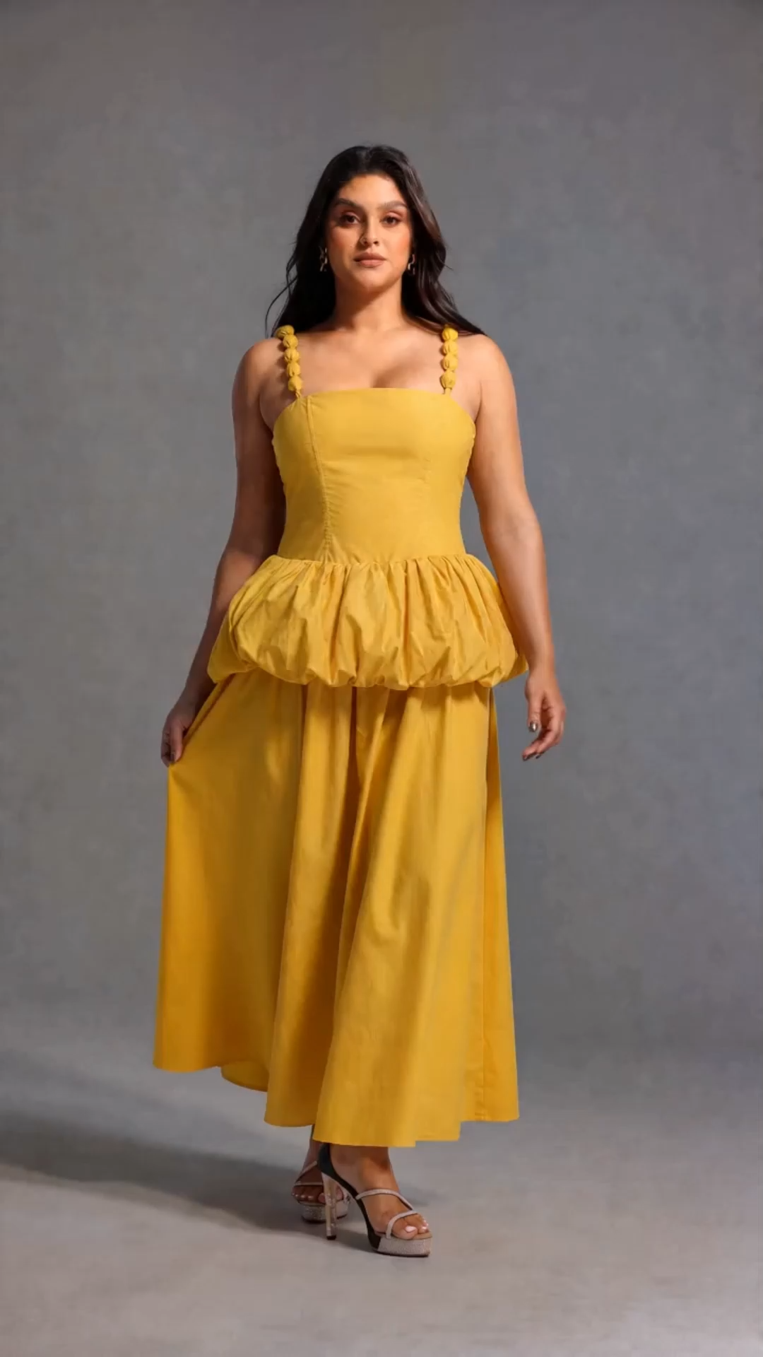 Sierra Classic Tailored Square Neck Puff Maxi Dress