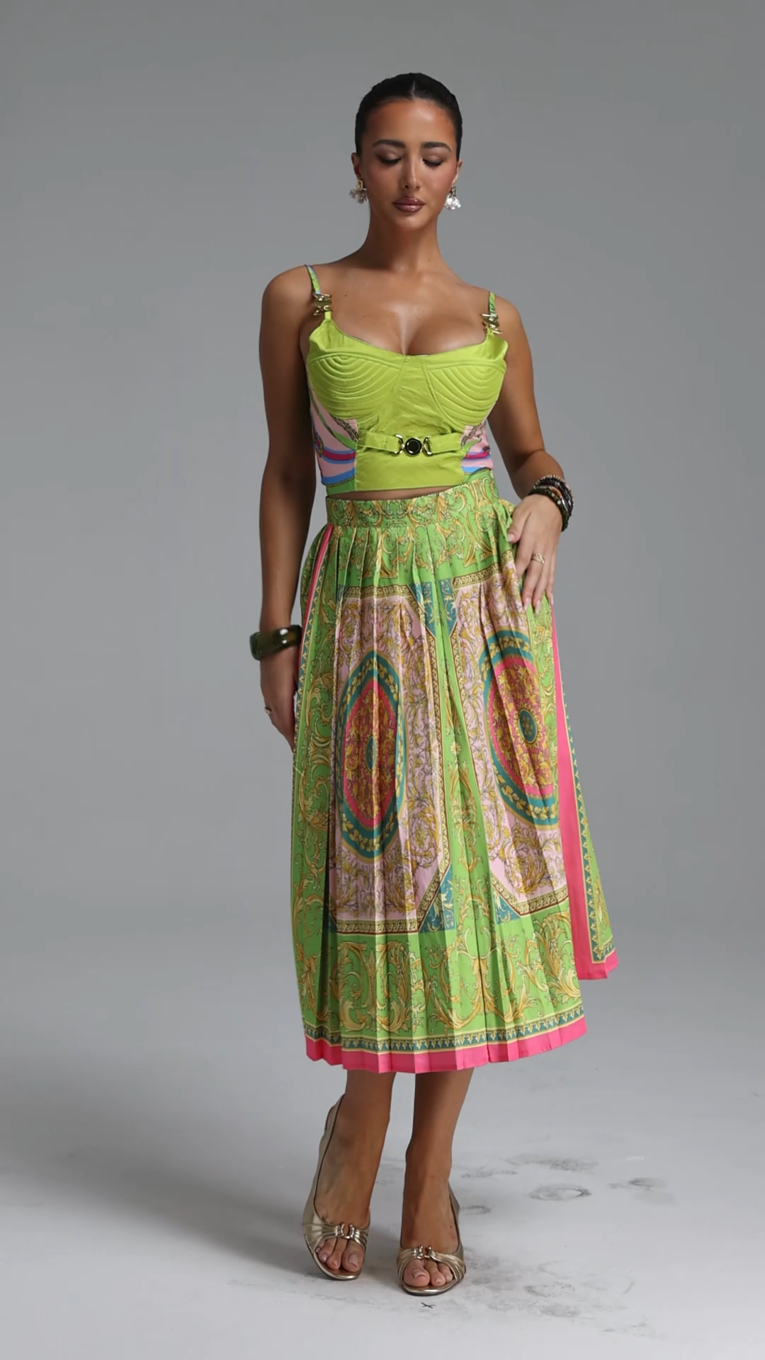 Felicity Resort Flowy Sleeveless Floral Print Woven Top and Skirt Two Piece Set