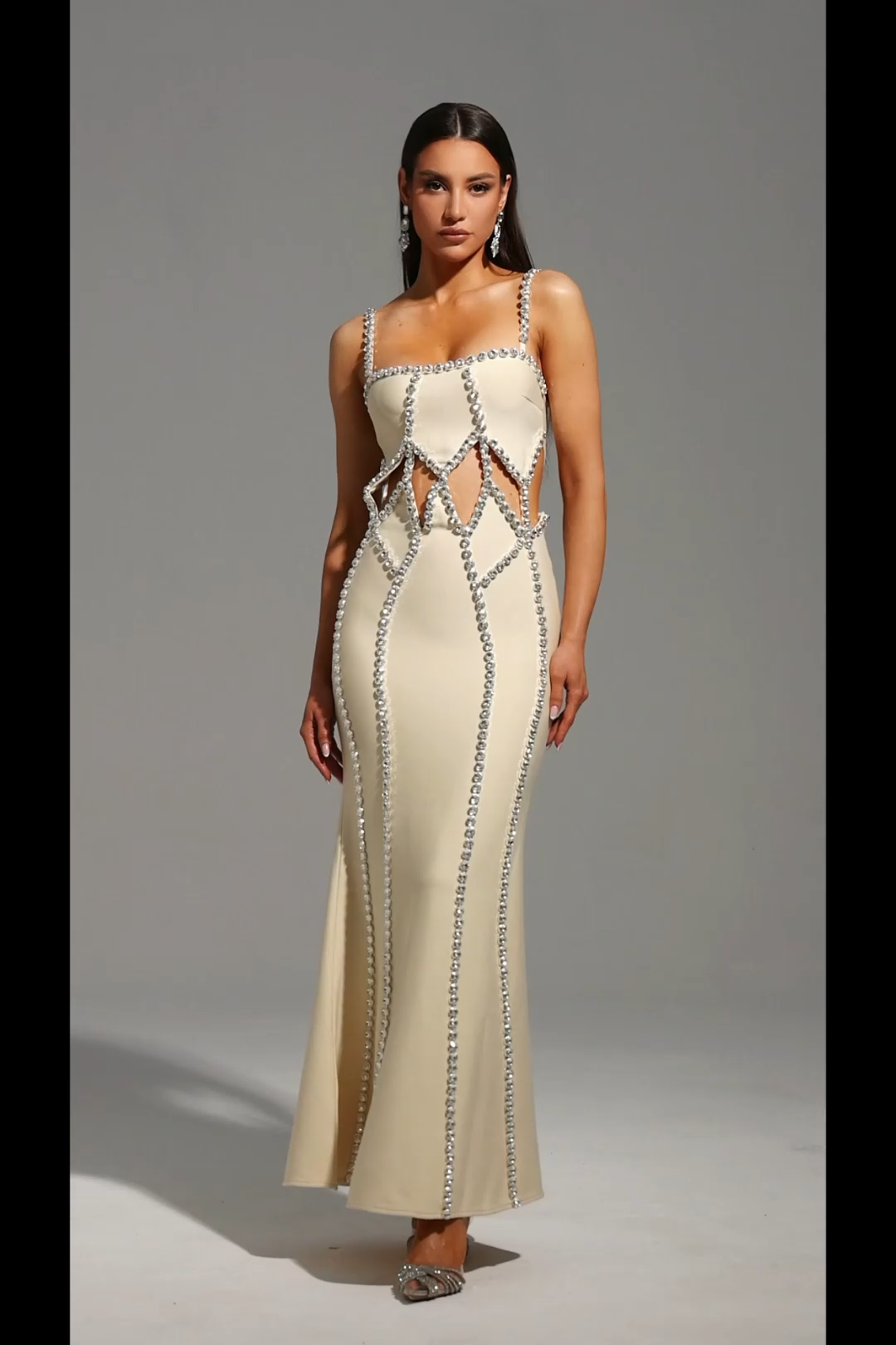 Wila Sleeveless Diamond Bandage Maxi Dress