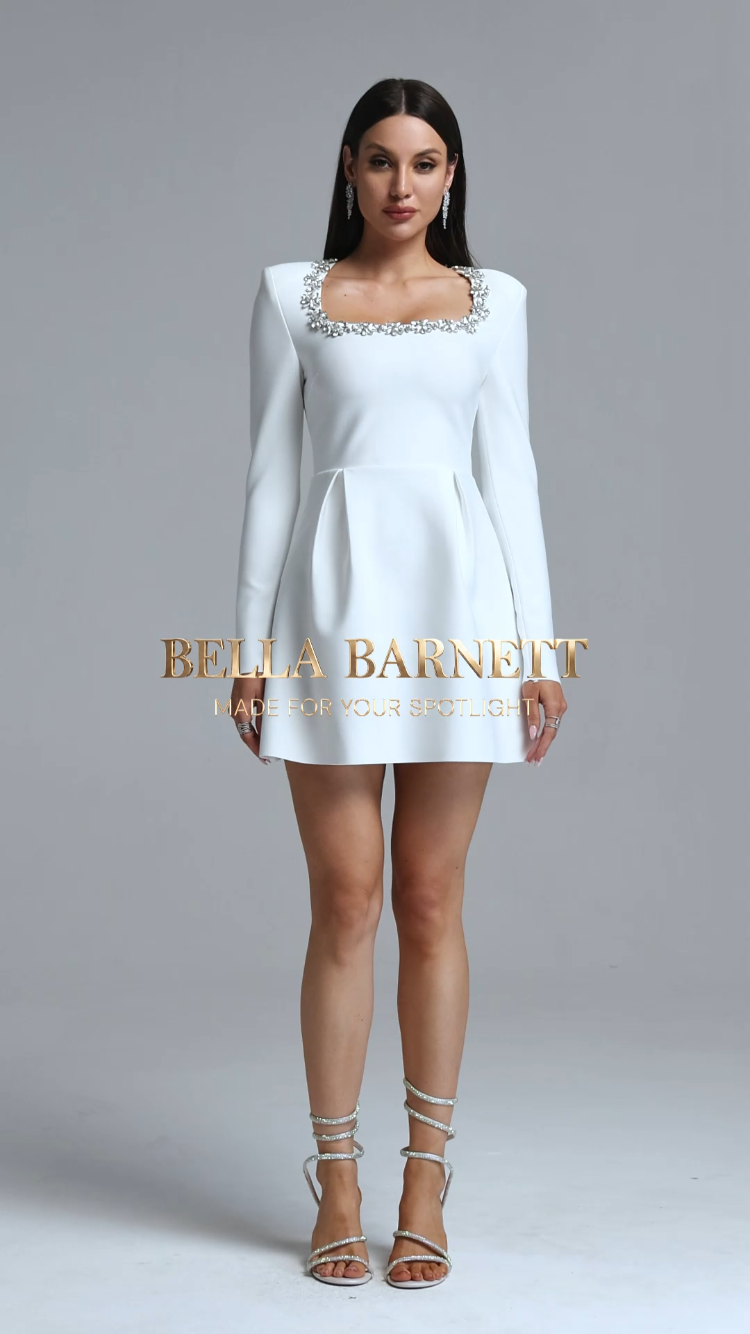 Eurien Diamond Setting Long Sleeve Bandage Mini Dress