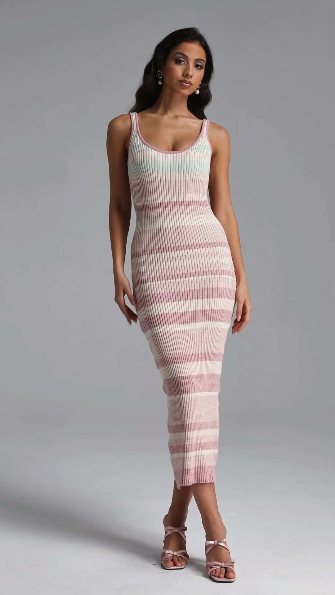 Lucy Resort Contour Sleeveless Stripe Knit Maxi Dress