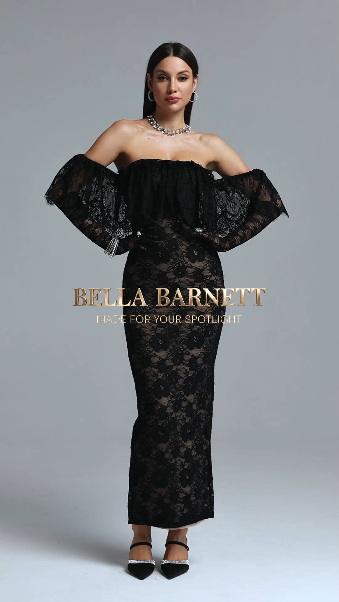 Soraya Sophisticated Luxurious Off Shoulder Lace Maxi Dress
