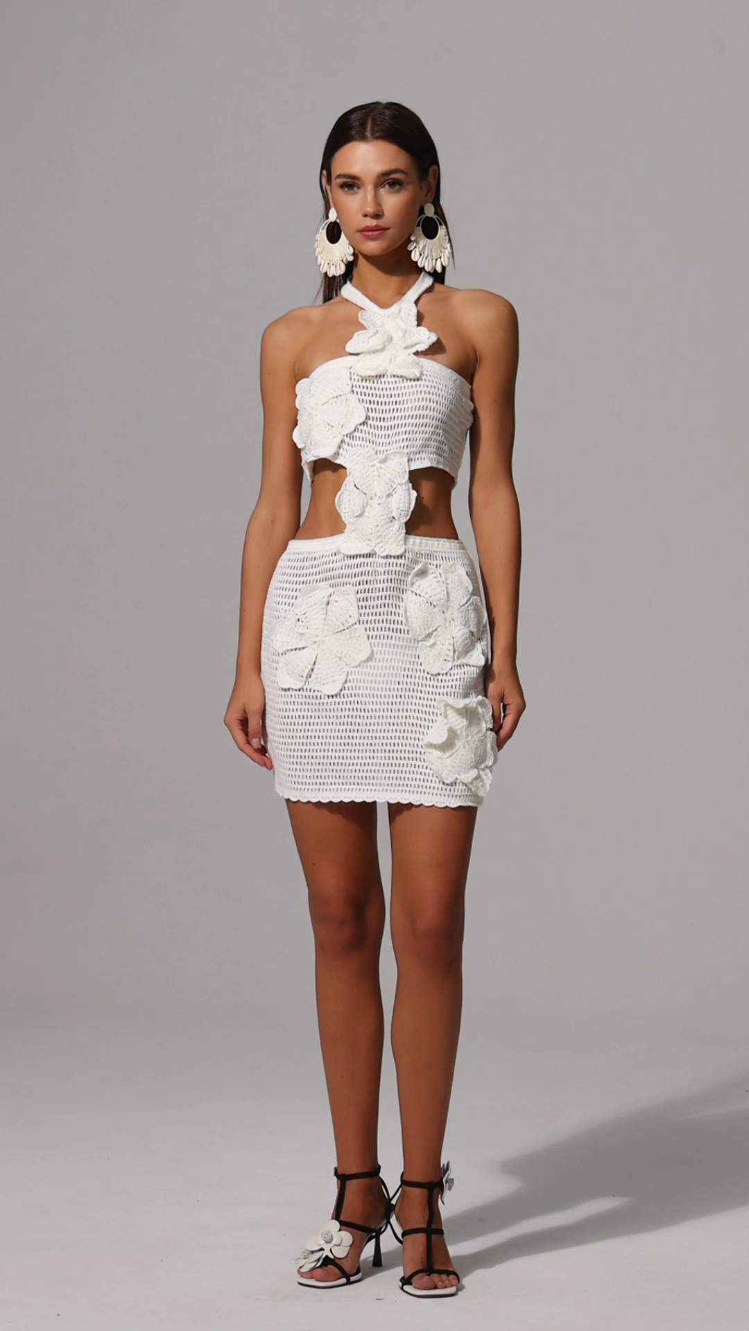 Jane Hollow Out Flowers Sleeveless Mini Dress