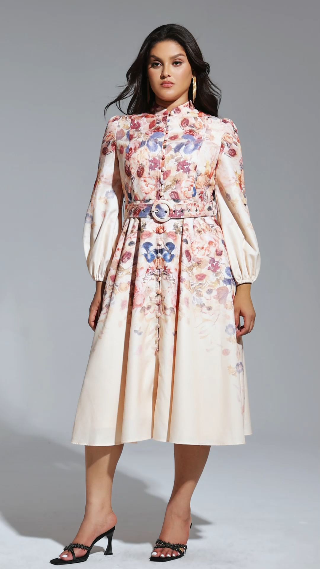 Heisel Button-Front Printed Midi Dress