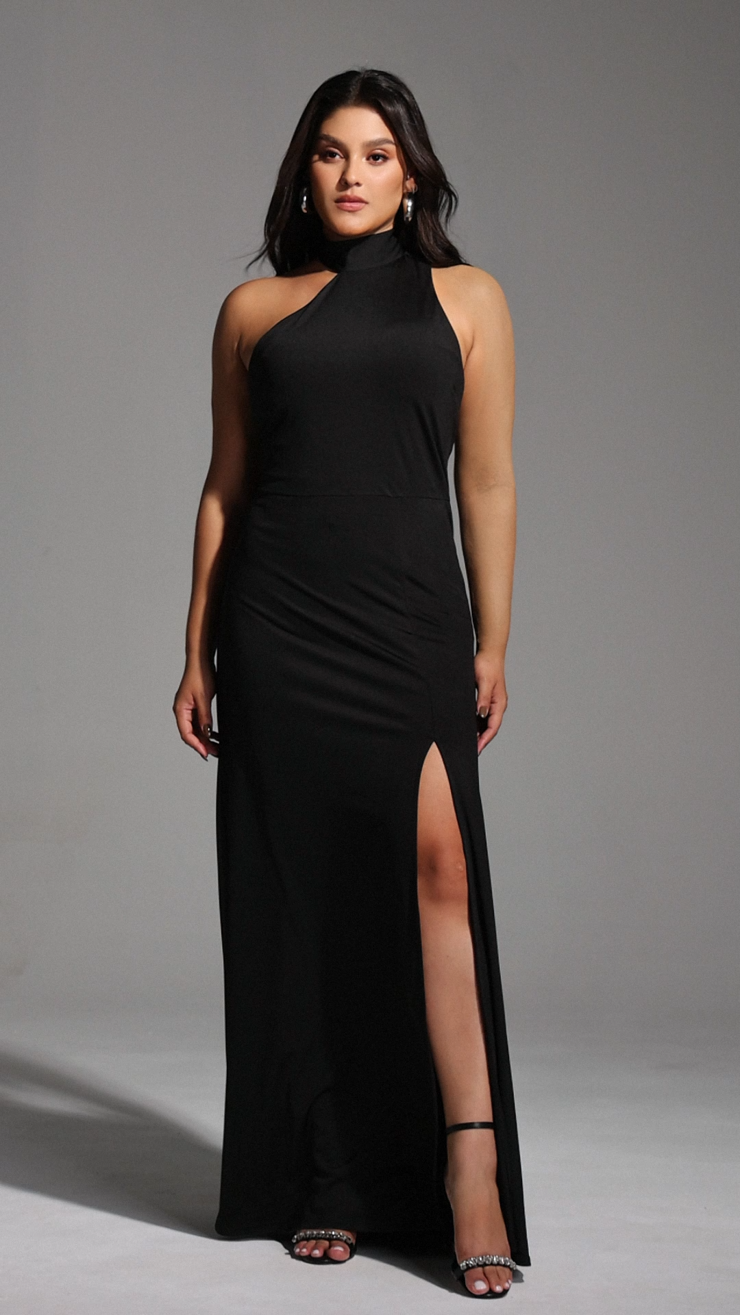 Ursula Halter One Shoulder Slit Maxi Dress