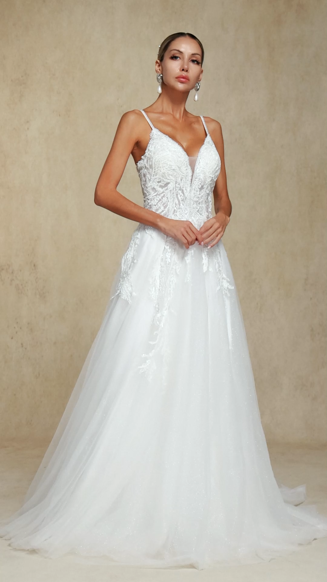 Yetta Beaded lace halter maxi wedding dress