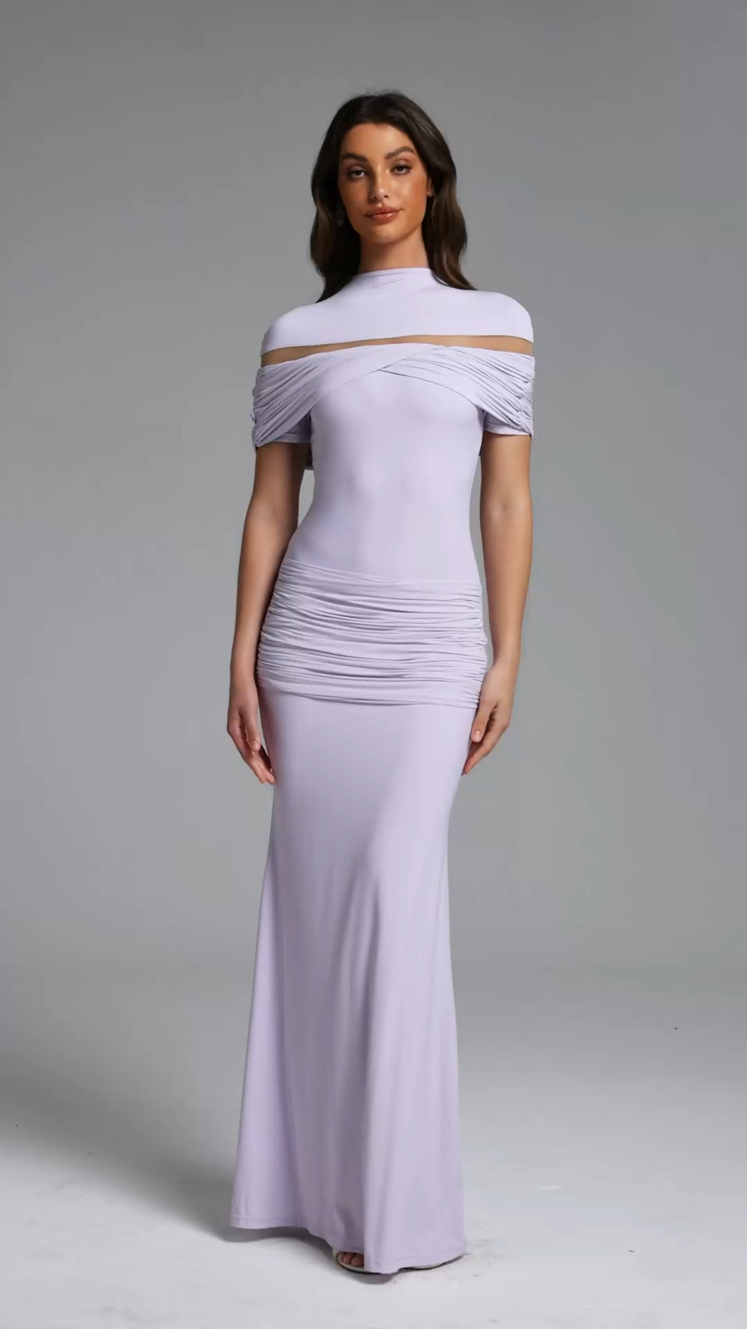 Stormie Chic Contour Cut Out Ruched Knit Purple Maxi Dress