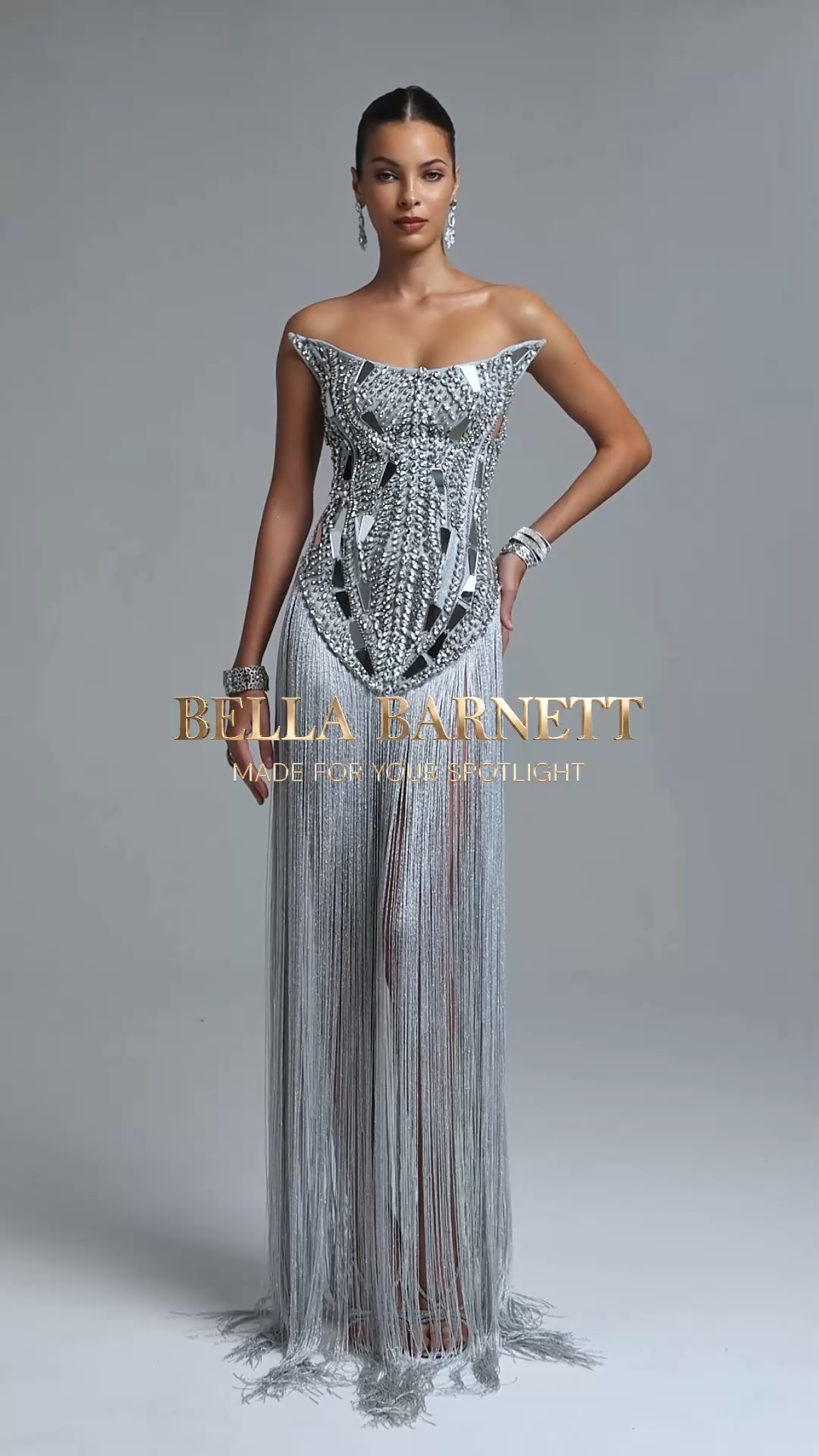 Piala Luxury Sexy Sleeveless Beaded Mirror Tassel Bandage Maxi Dress