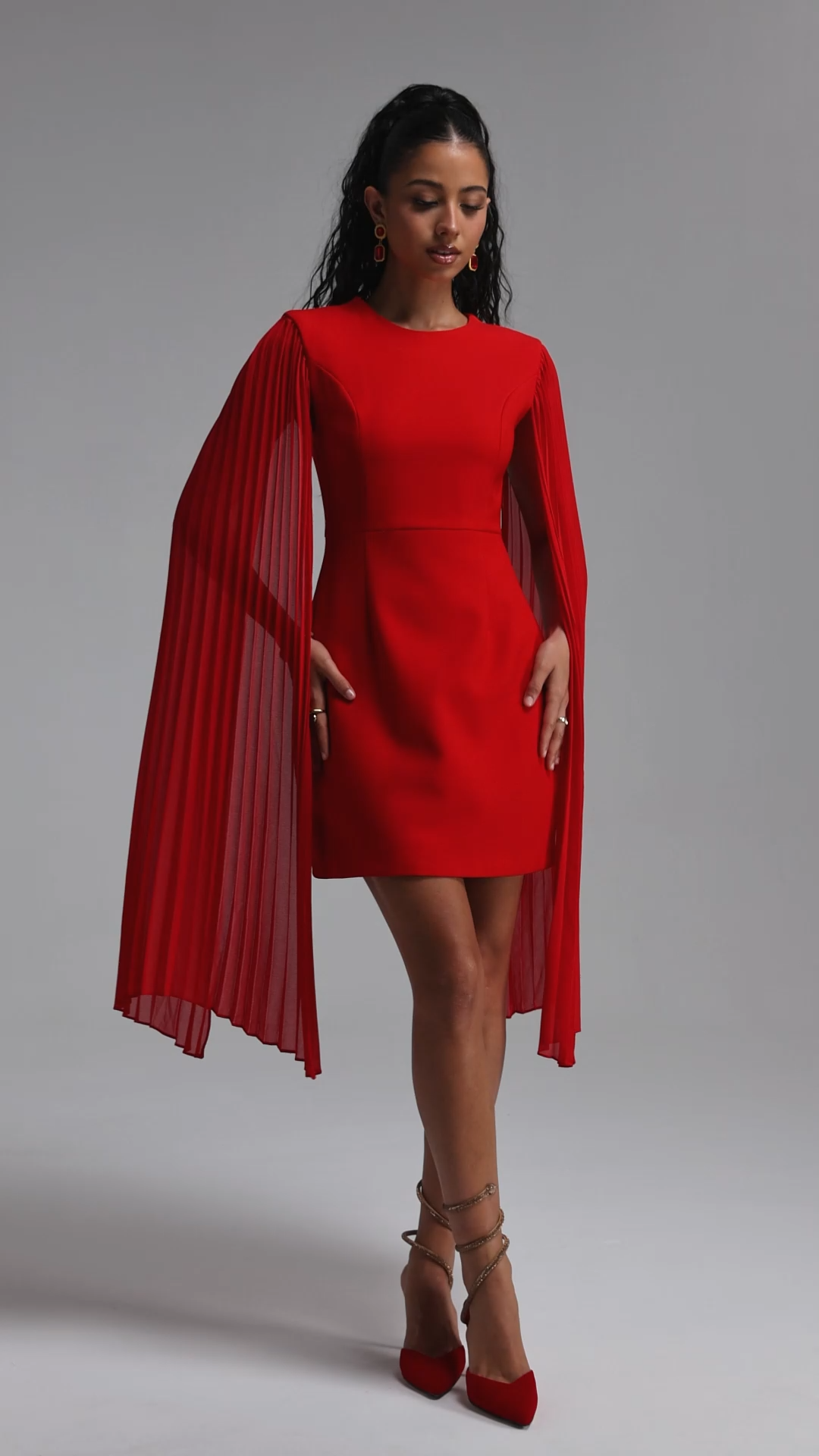 Diona Elegant Cinched Waist Ruched A Line Woven Mini Dress