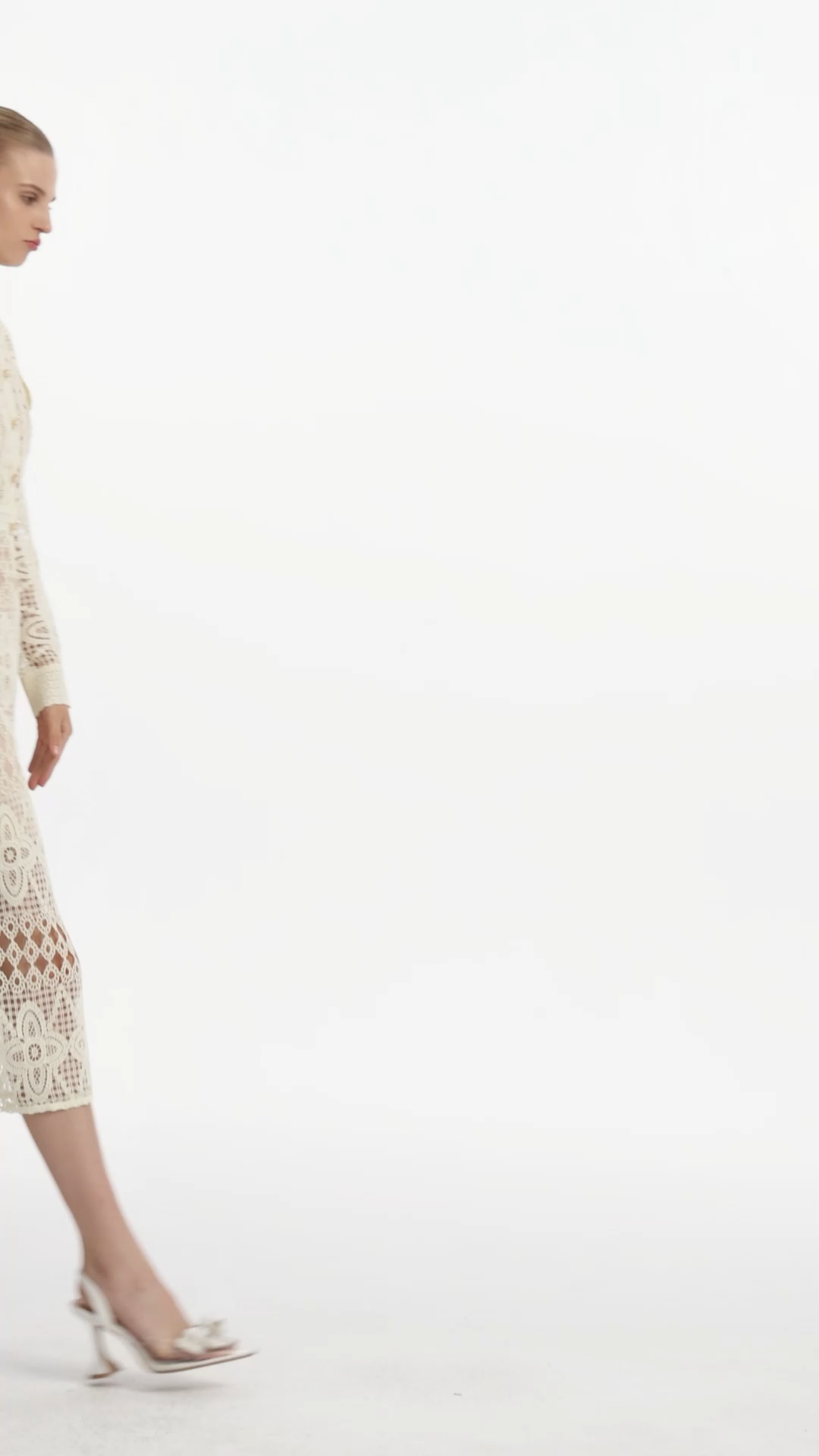 Elliott Vintage Tailored Long Sleeve Lace Midi Dress