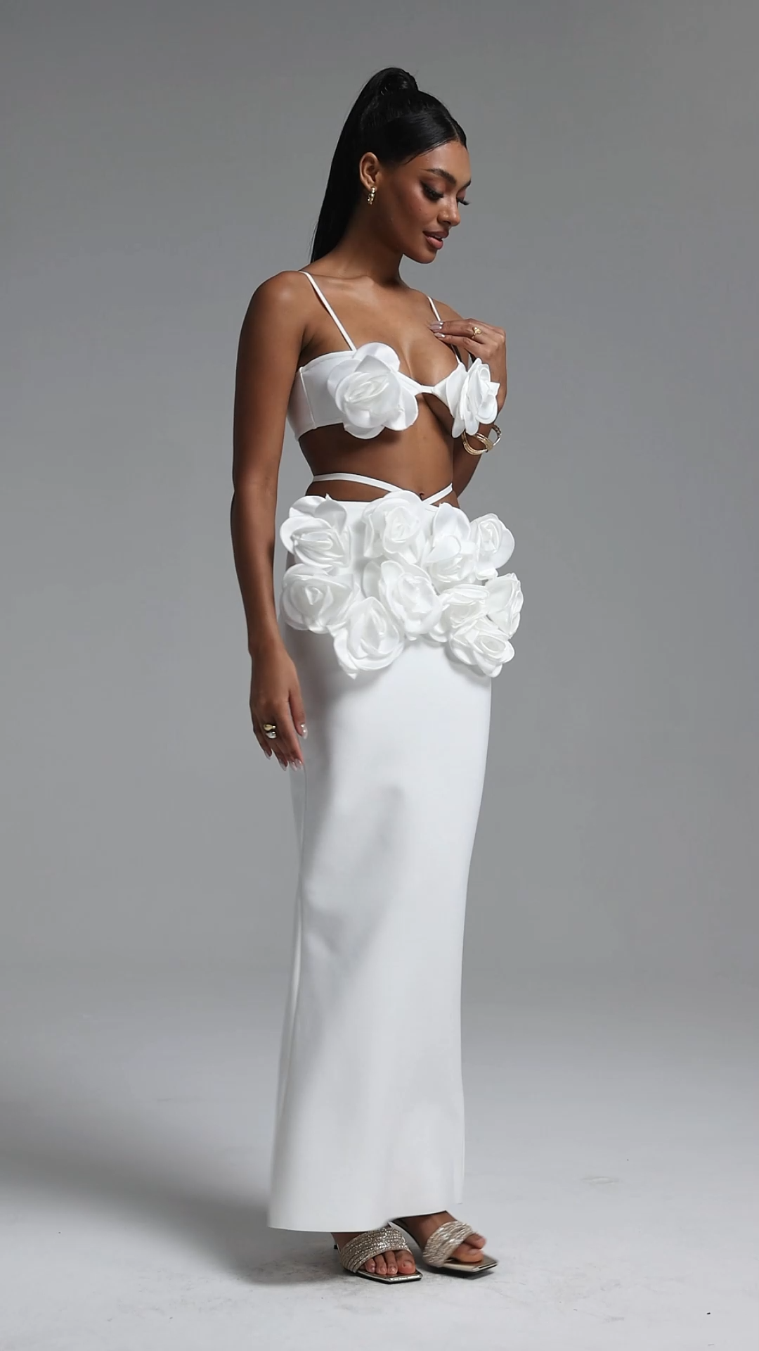 Melia Flowers Bandage Maxi Two-piece Set