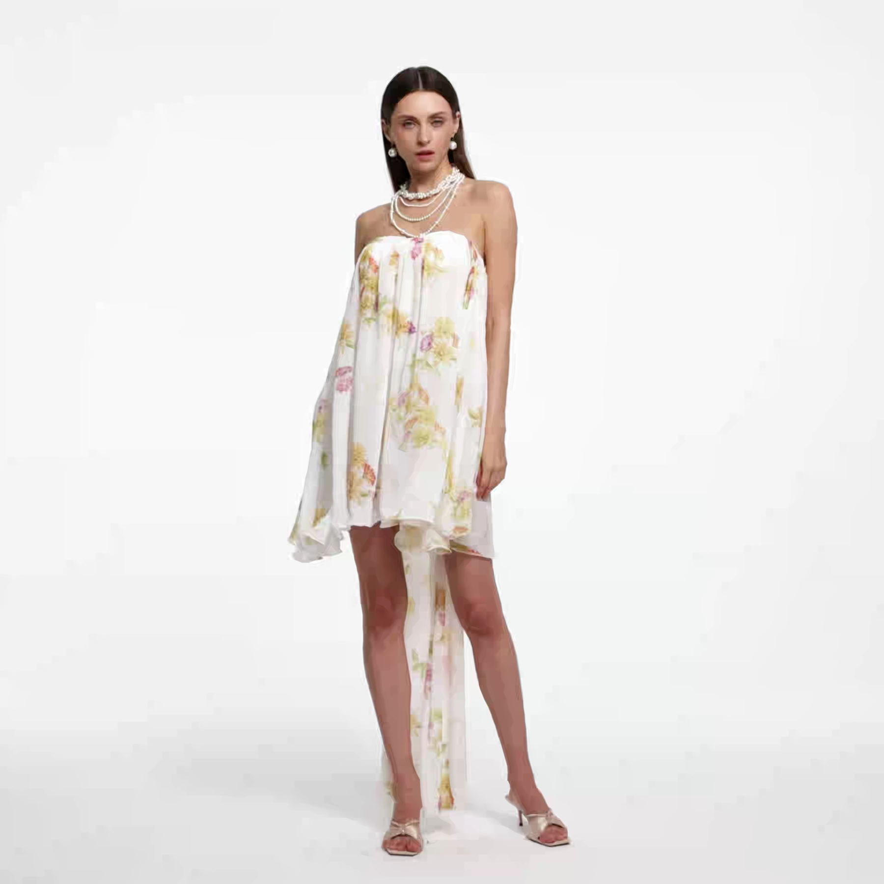 Kanre Resort Flowy Sleeveless Floral Print Chiffon Mini Dress