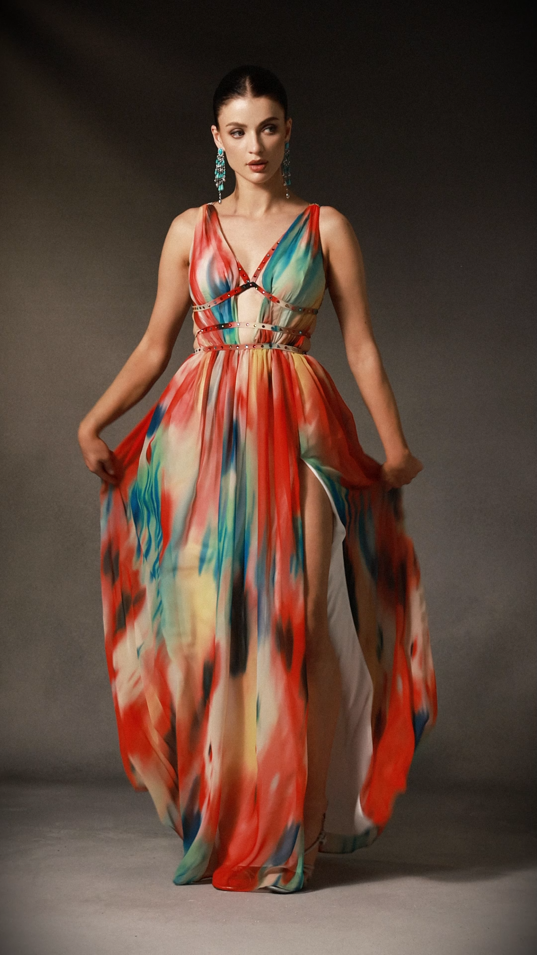 Ierra Sleeveless V-Neck Diamond Maxi Dress