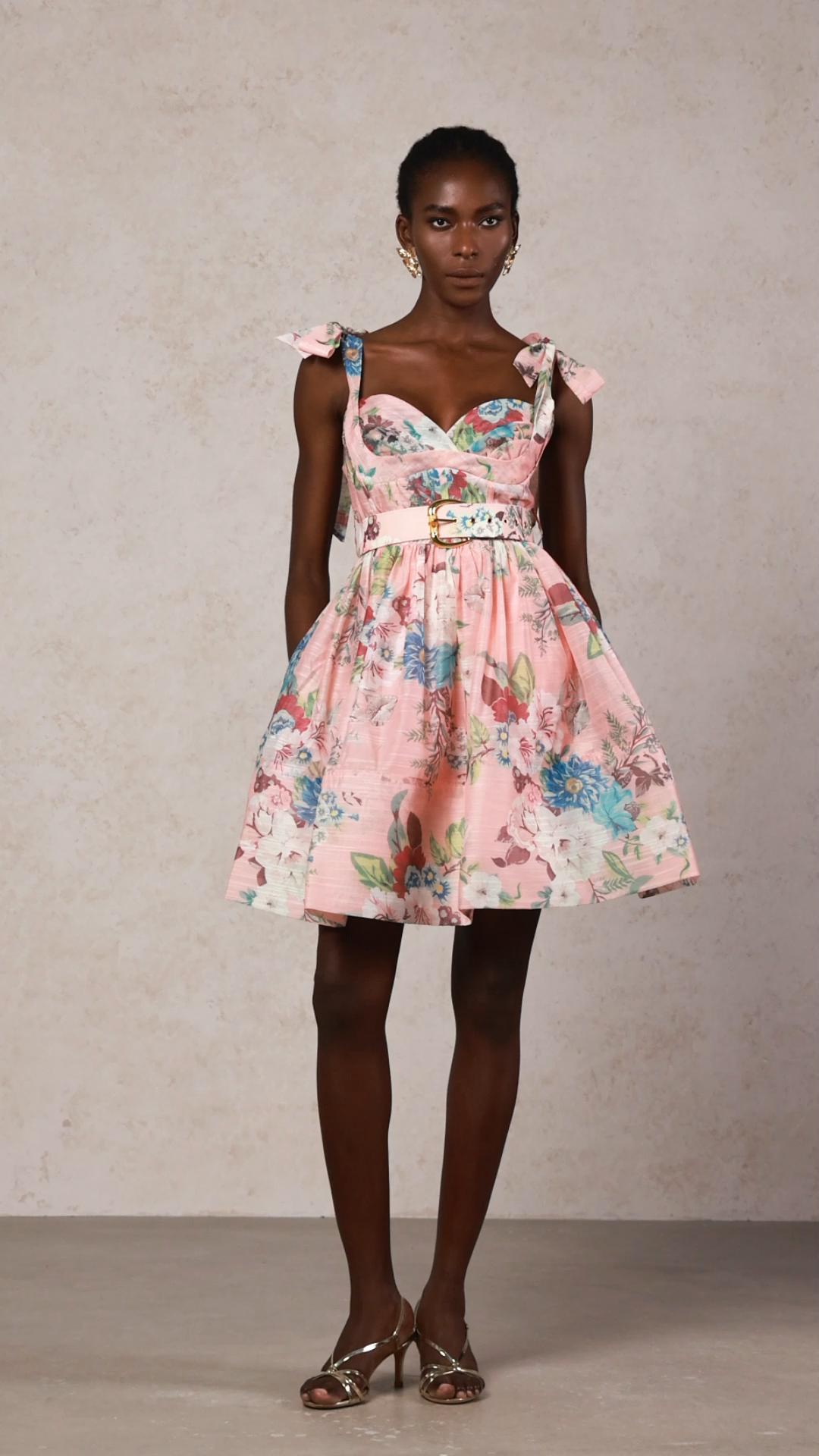 Hilda Floral Printed Halter Mini Dress