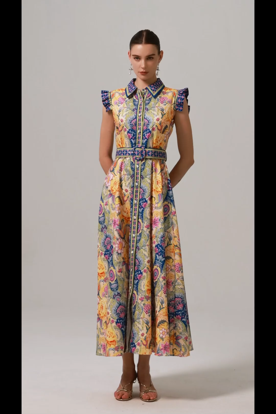 Naida Floral Printed Sleeveless Maxi Dress