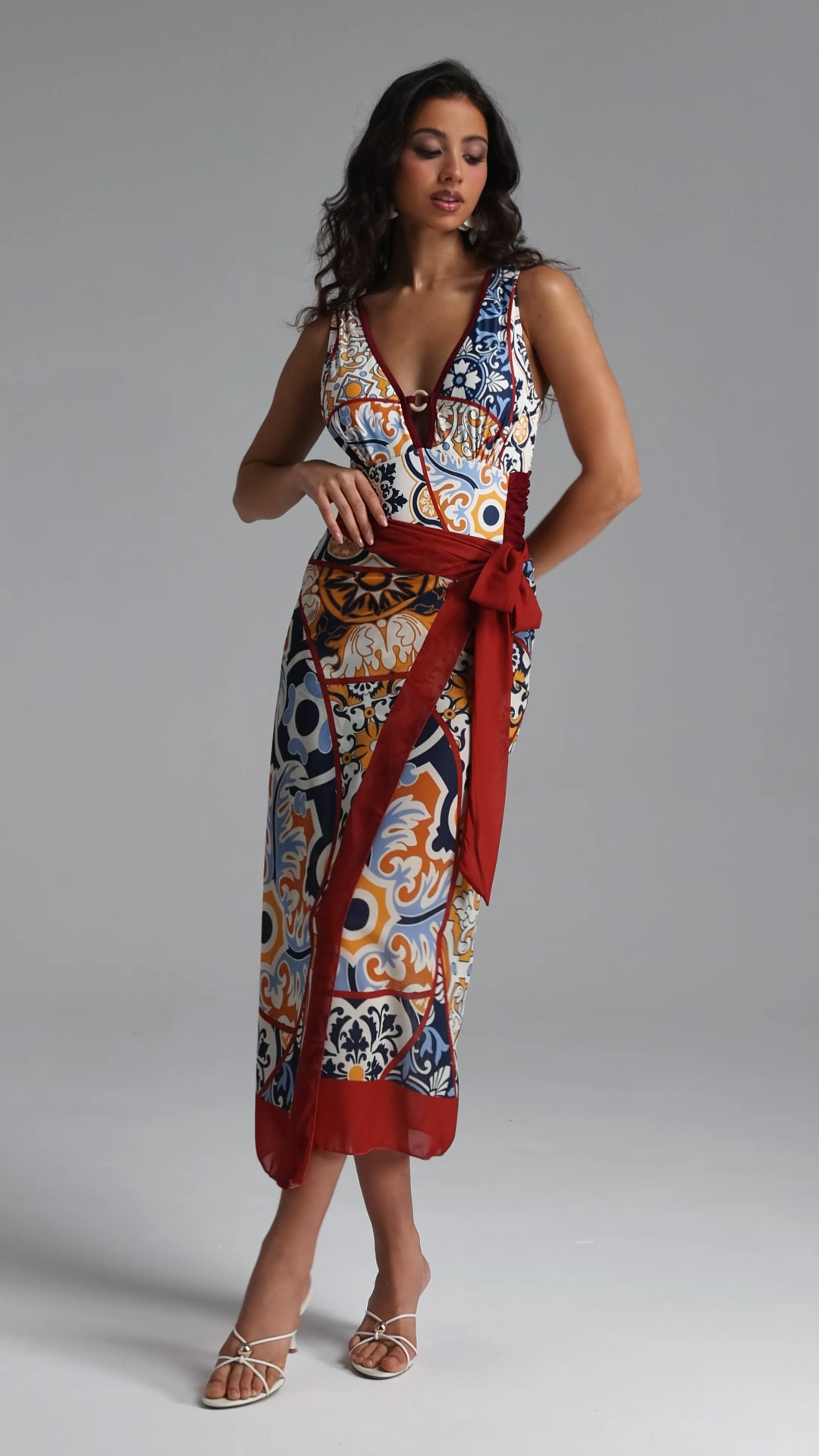 Delia Resort Flowy Print One Piece Swimsuit Two Piece Set