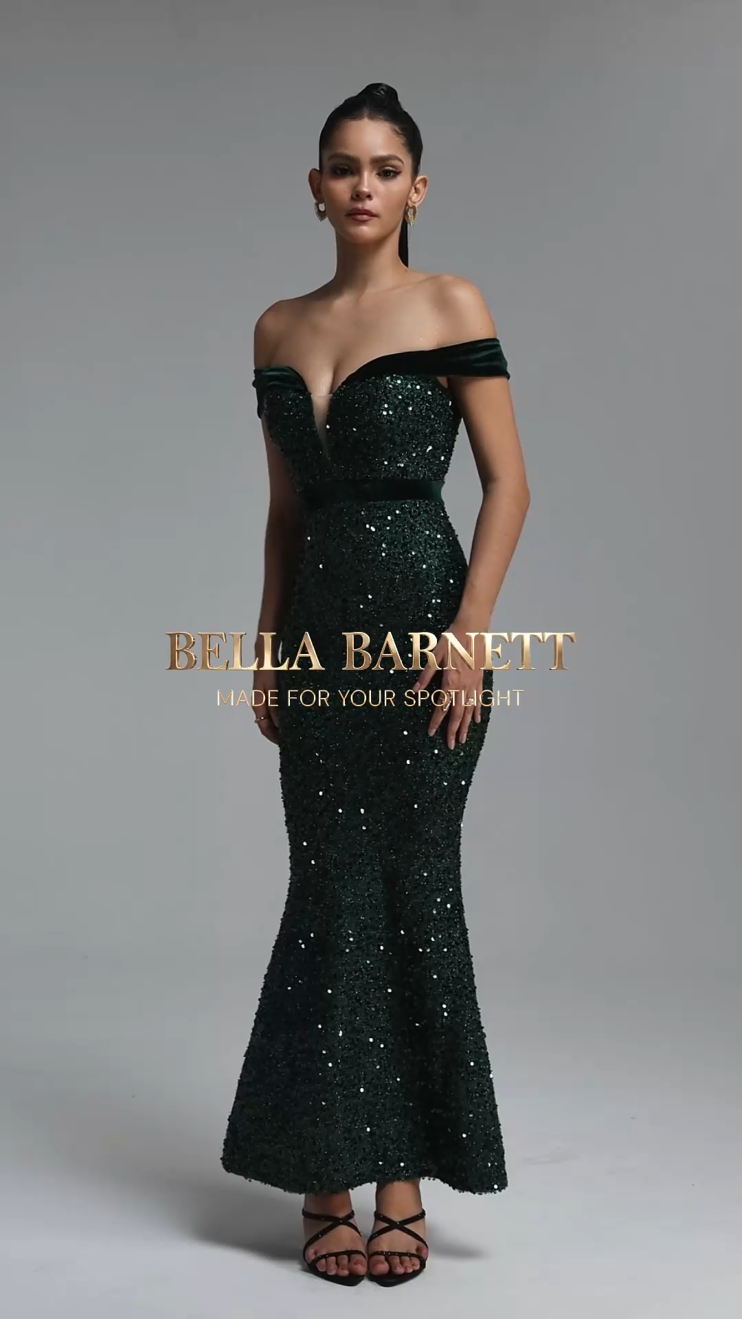 Marge Glamorous Off Shoulder Sequin Mermaid Velvet Maxi Dress