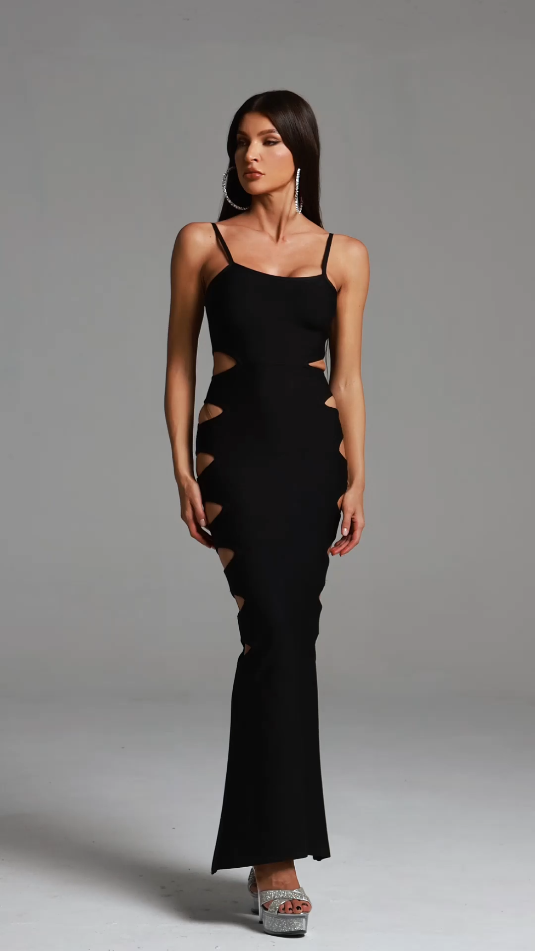 Genevieve Sleeveless Hollow Out Fishtail Bandage Maxi Dress