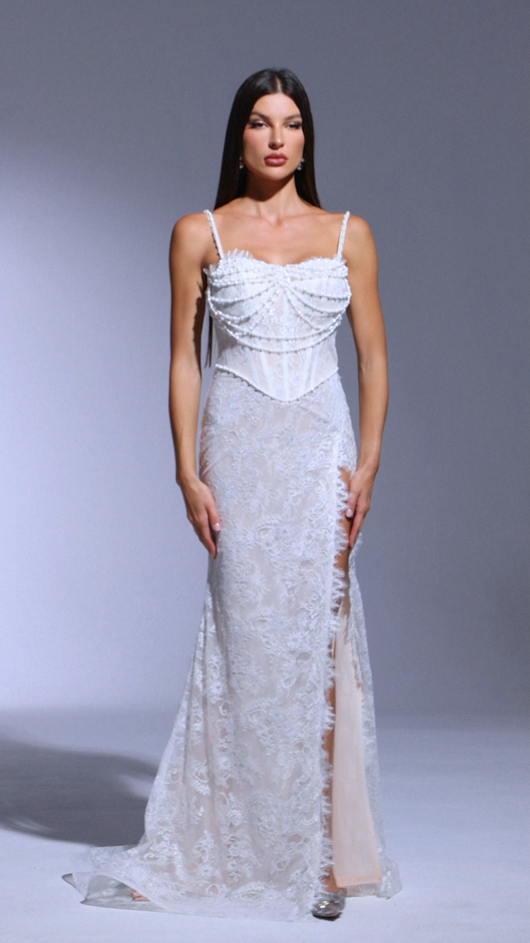 Vandra Sleeveless Lace Slit Maxi Dress