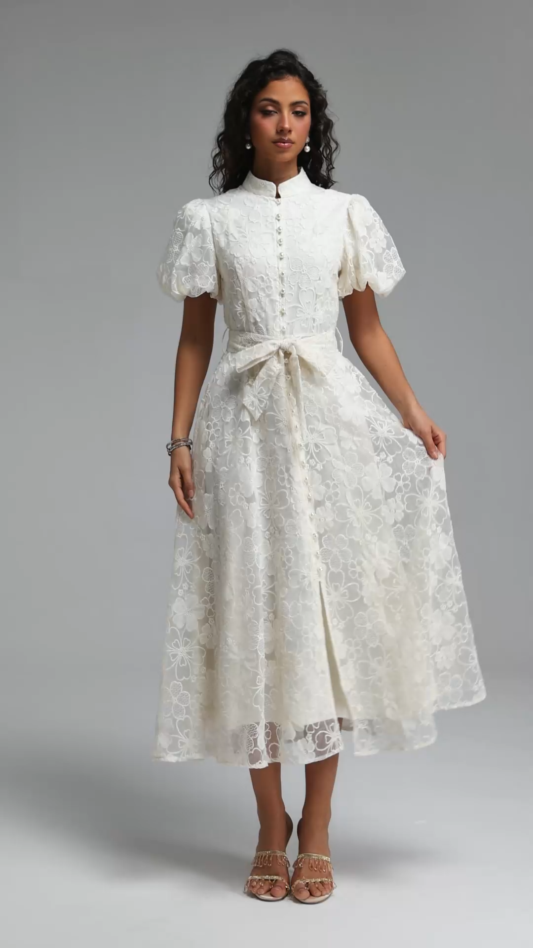 Ilsa Resort Flowy Puff Sleeve Floral Woven Maxi Dress
