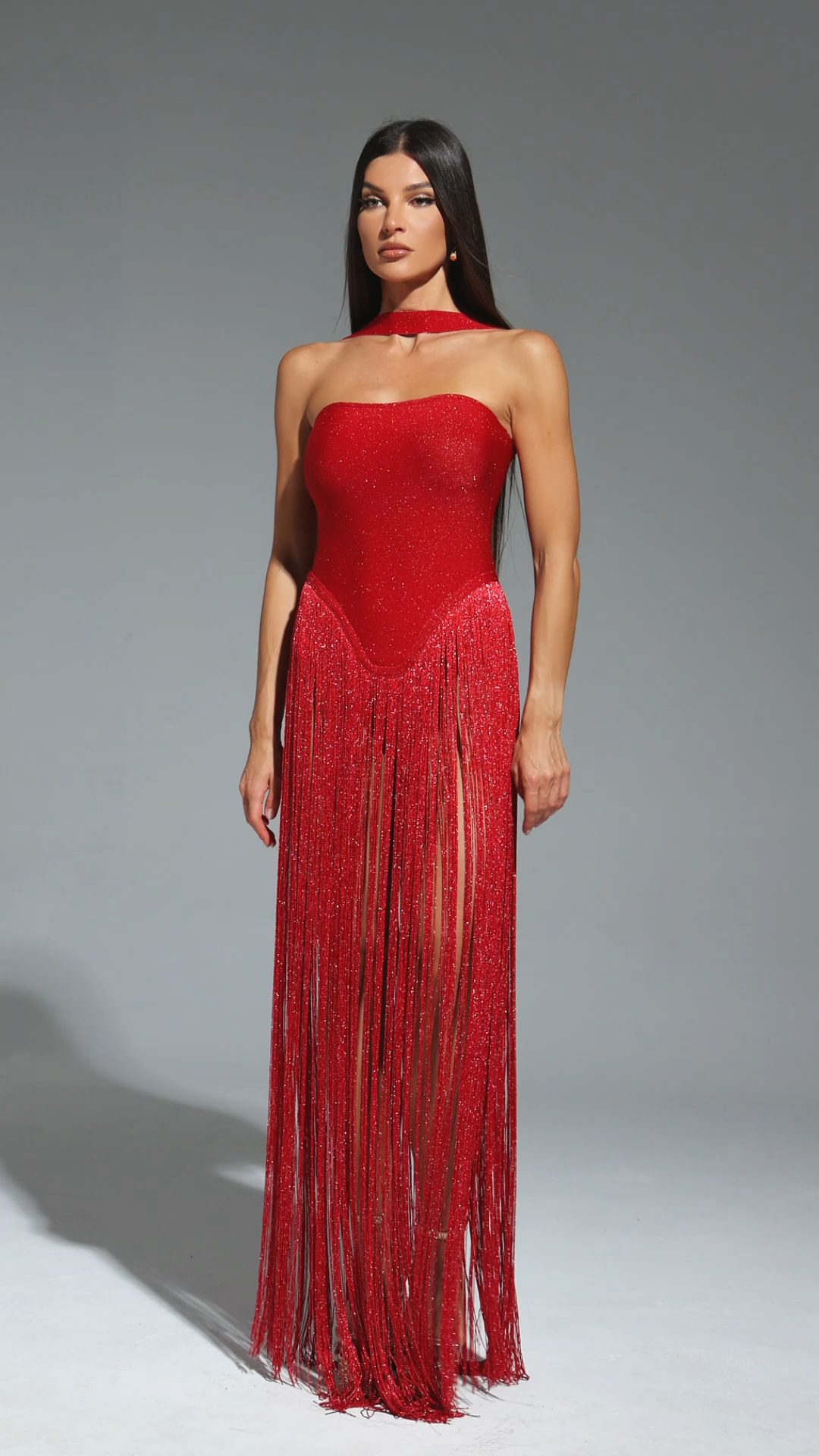 Morgan Halter SleevelessTassel Bandage Bodysuit