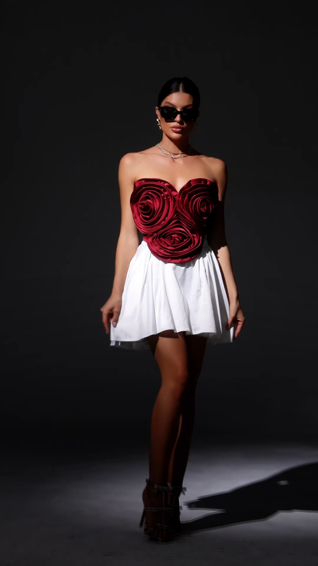 Neela Flower Strapless Waist Mini Dress