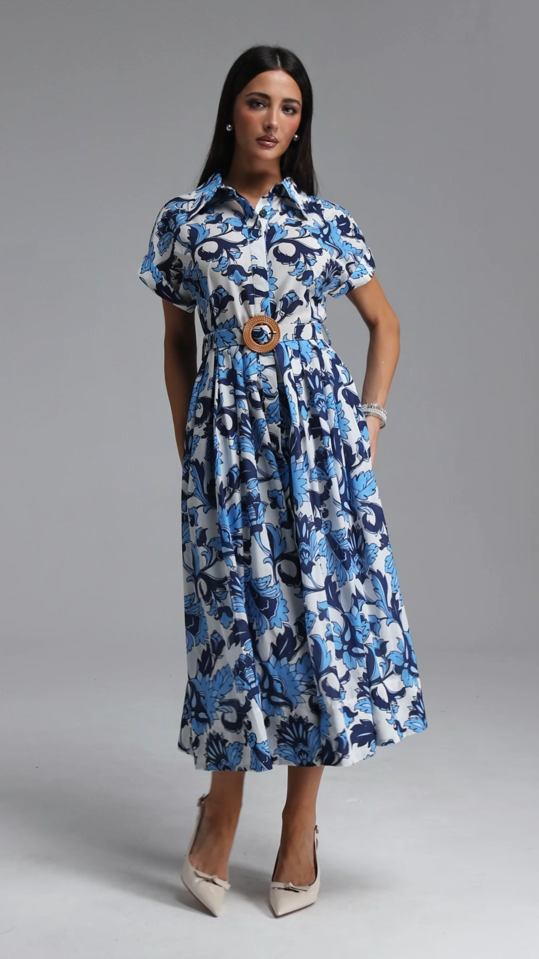 Valor Resort Tailored Short Sleeve Print Woven Maxi Dress