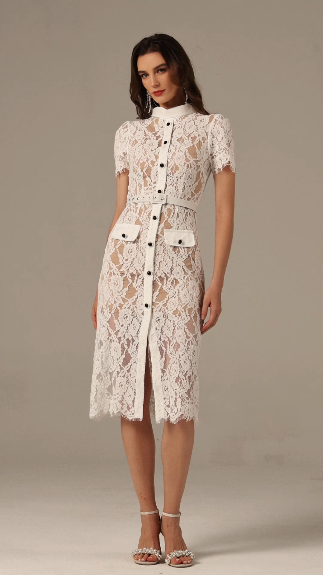 Elva Short Sleeve Lace Midi Dress