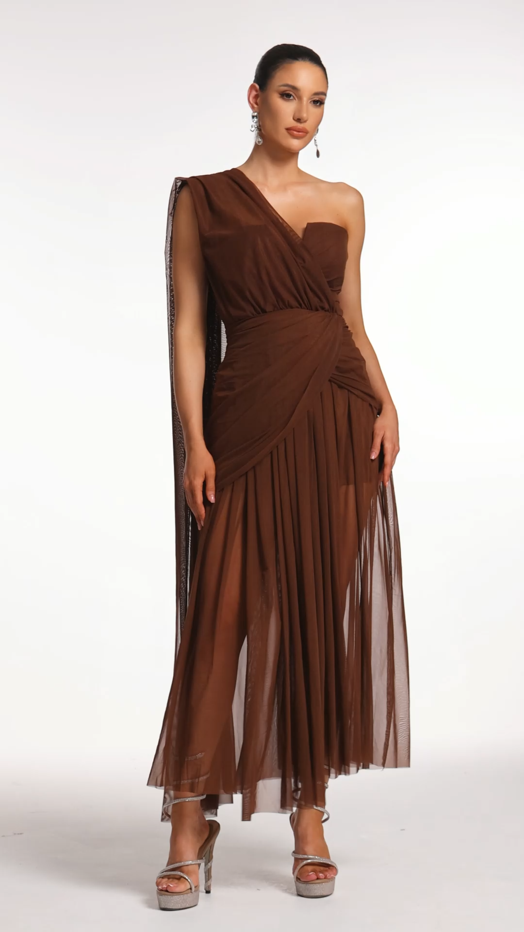 Elora One Shoulder Mesh Maxi Dress