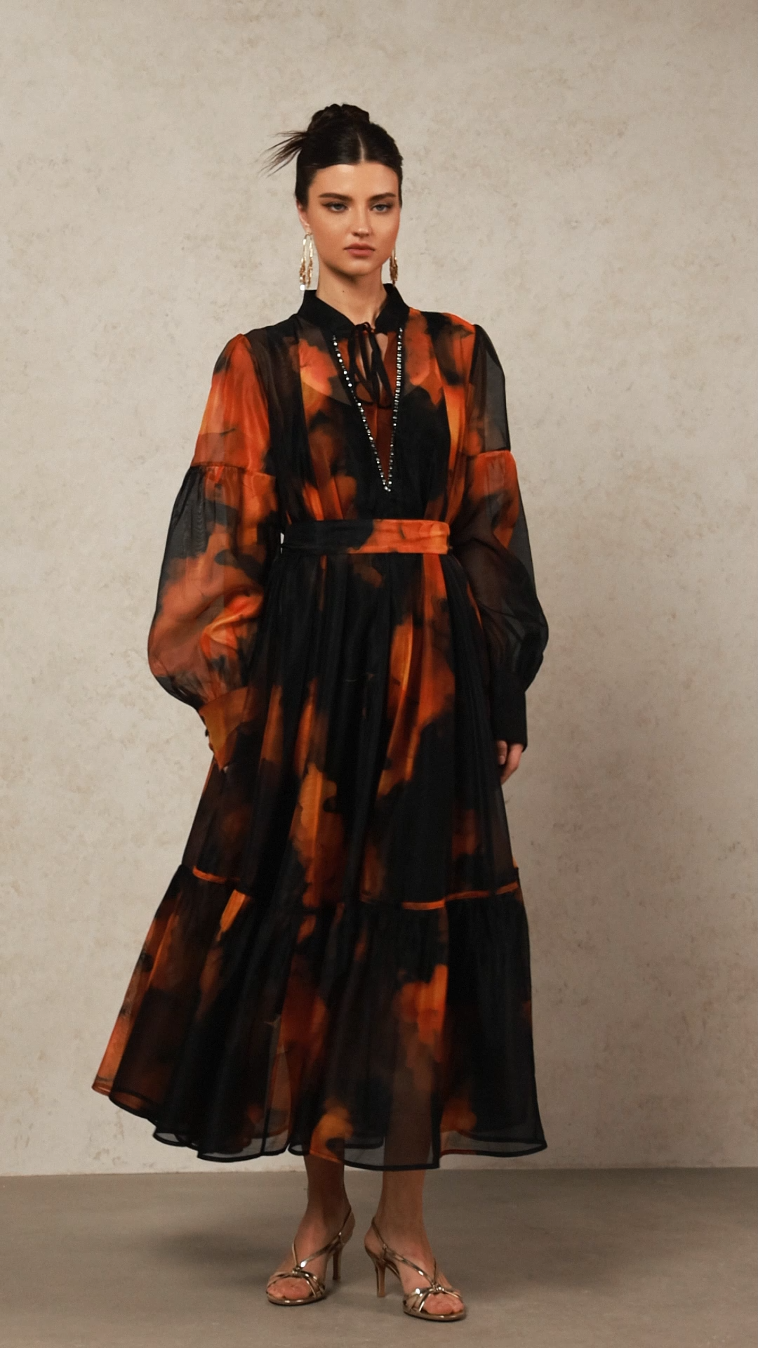 Payson Long Sleeves Printed Maxi Dress