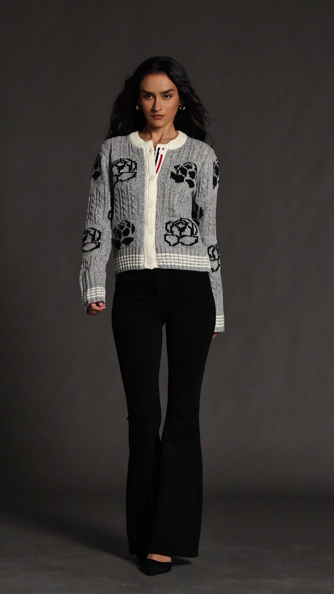 Johe  Round Neck Long Sleeves Printing Blouse