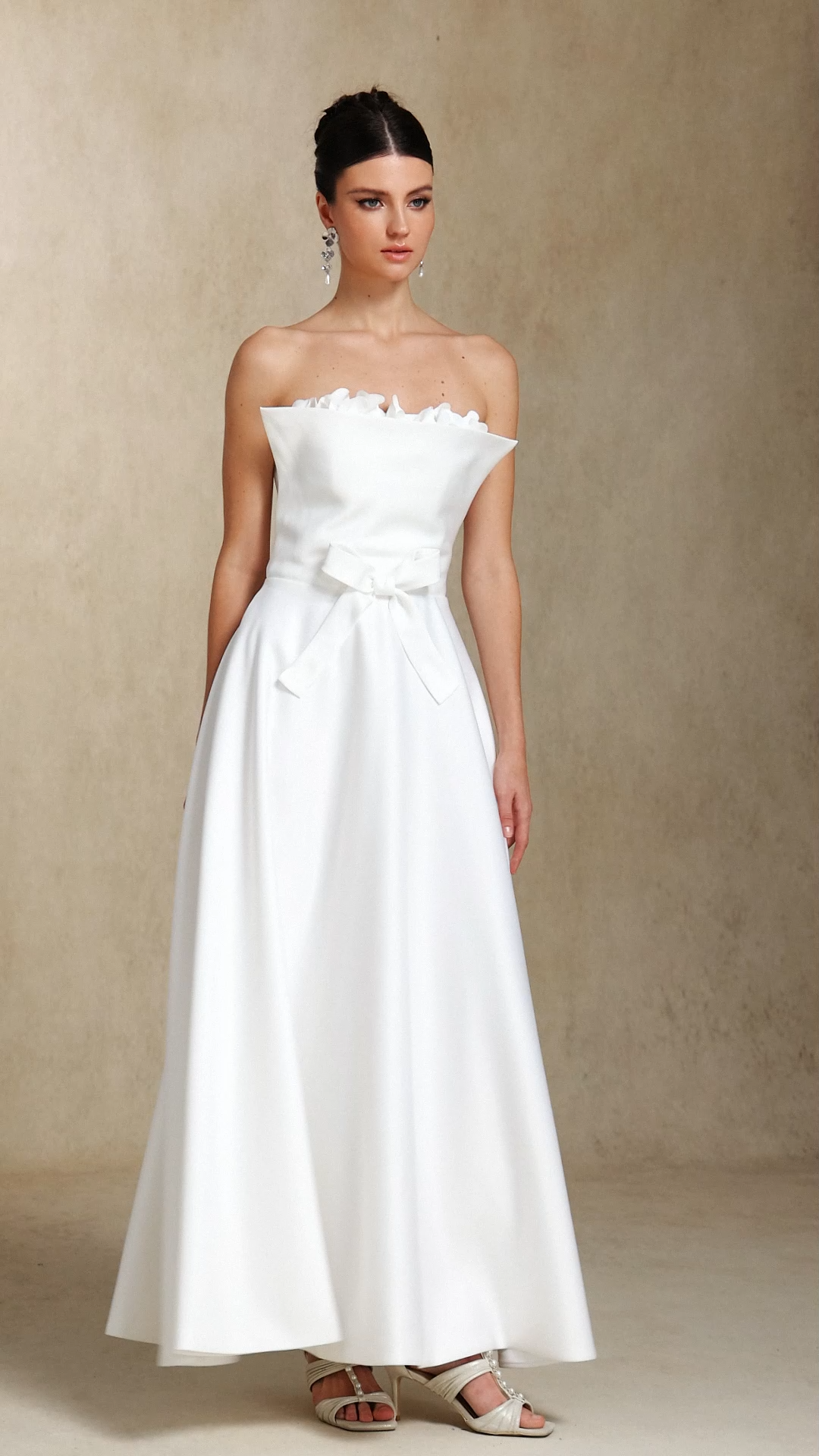 Kyler Flower Chest smearing Bow Midi length evening dress