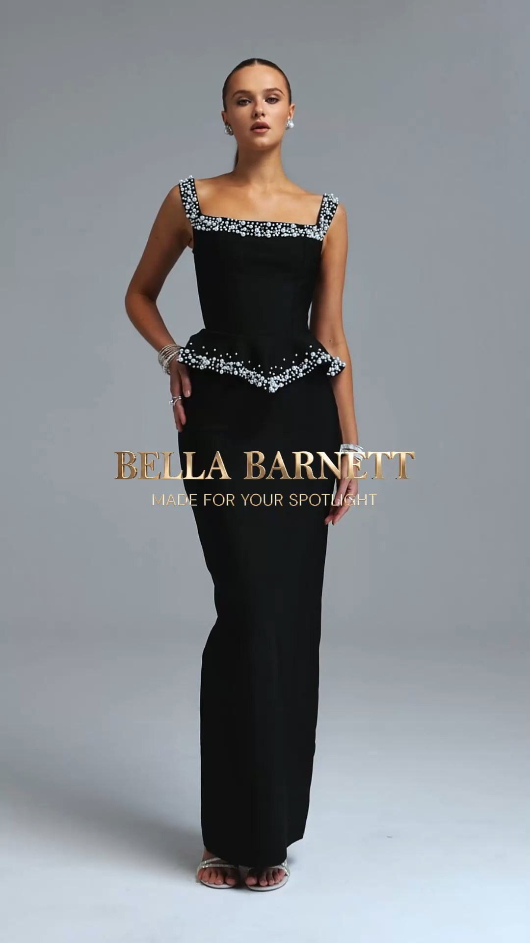 Vanessa Elegant Cinched Waist Spaghetti Strap Square Neck Pearl Top Bandage Midi Skirt Two Piece Set