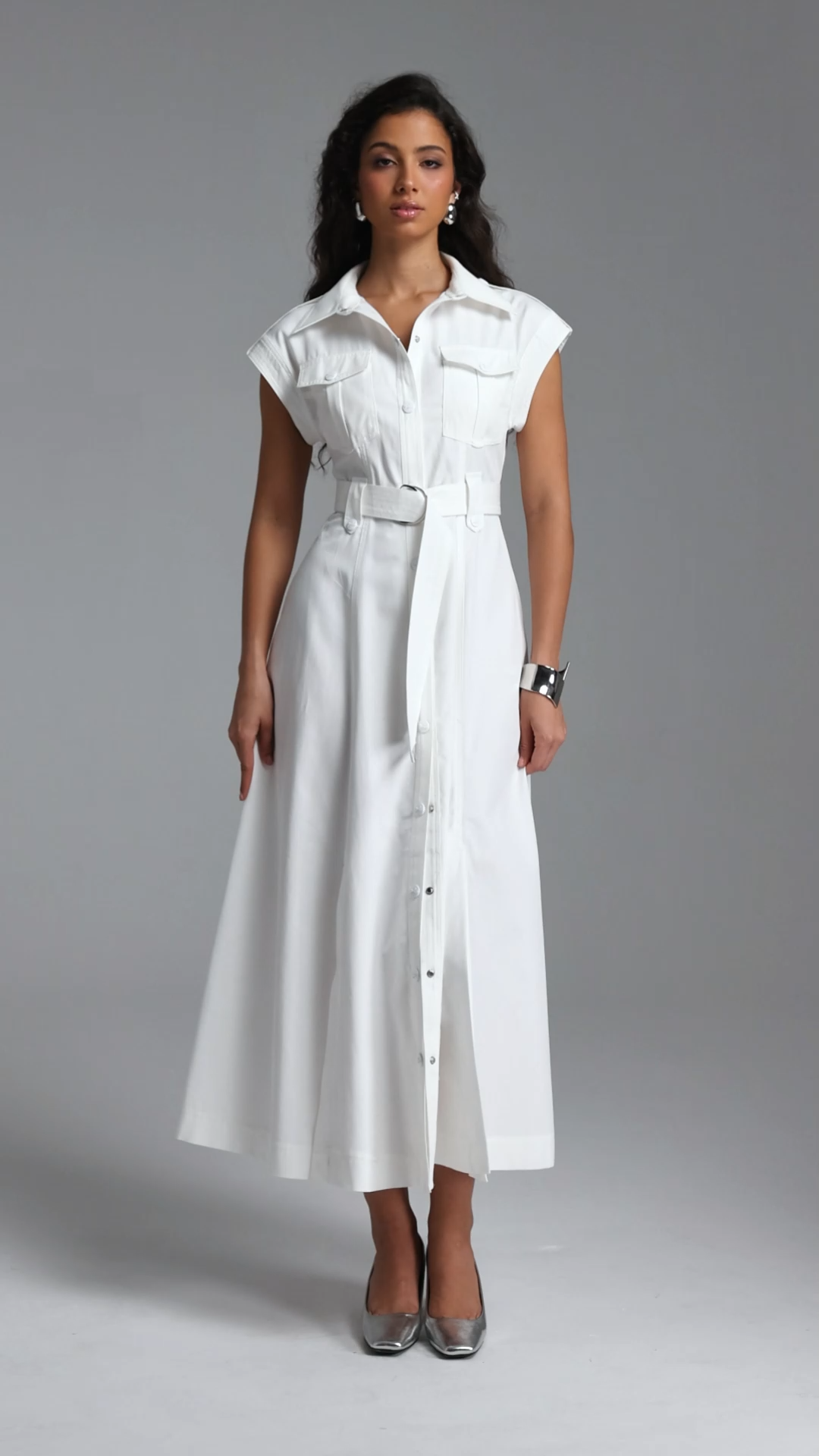Siayh Elegant Tailored Sleeveless Woven Maxi Dress