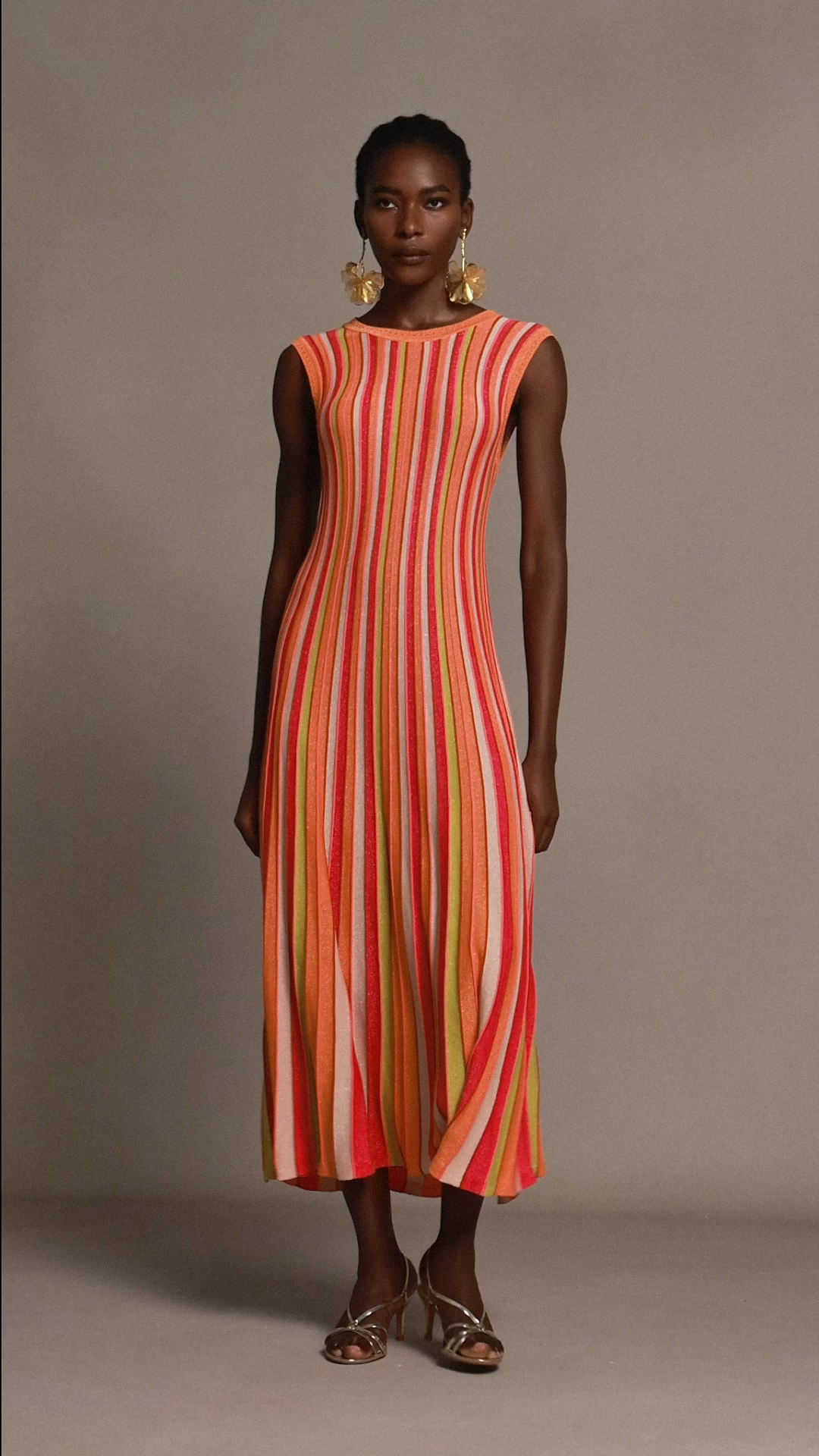 Noma Sleeveless Round Neck Candy Strip Maxi Dress