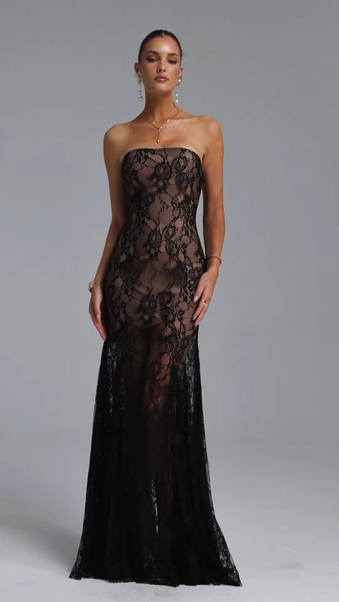 Scarlett Sexy Contour Strapless Lace Bandage Maxi Dress
