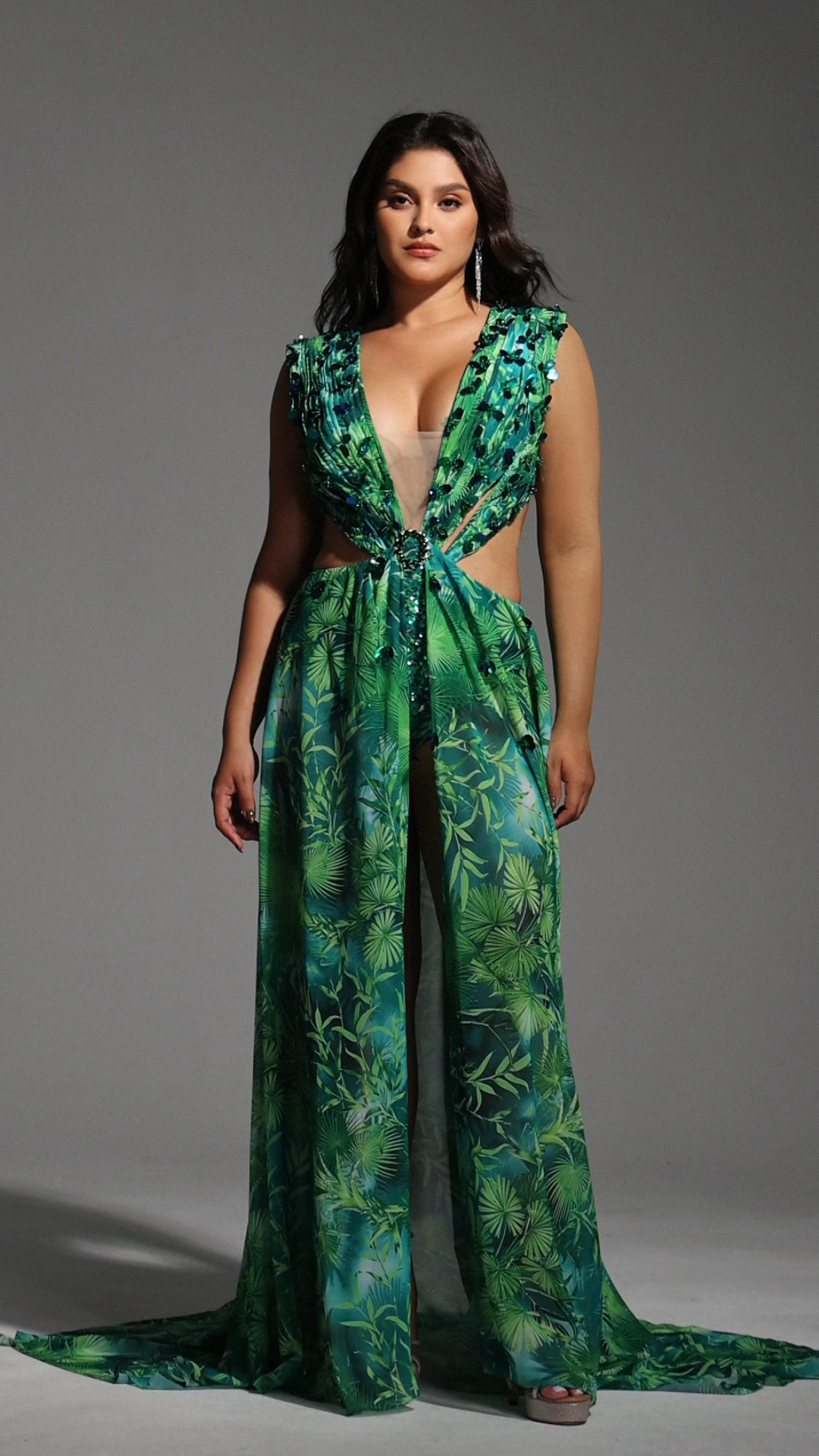 Yoland Printed Embellished Maxi Dress