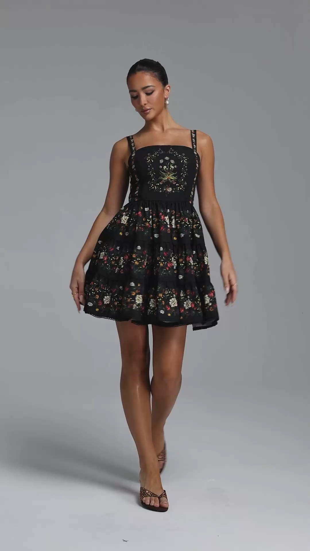 Romelle Resort Flowy Sleeveless Floral Print Woven Mini Dress