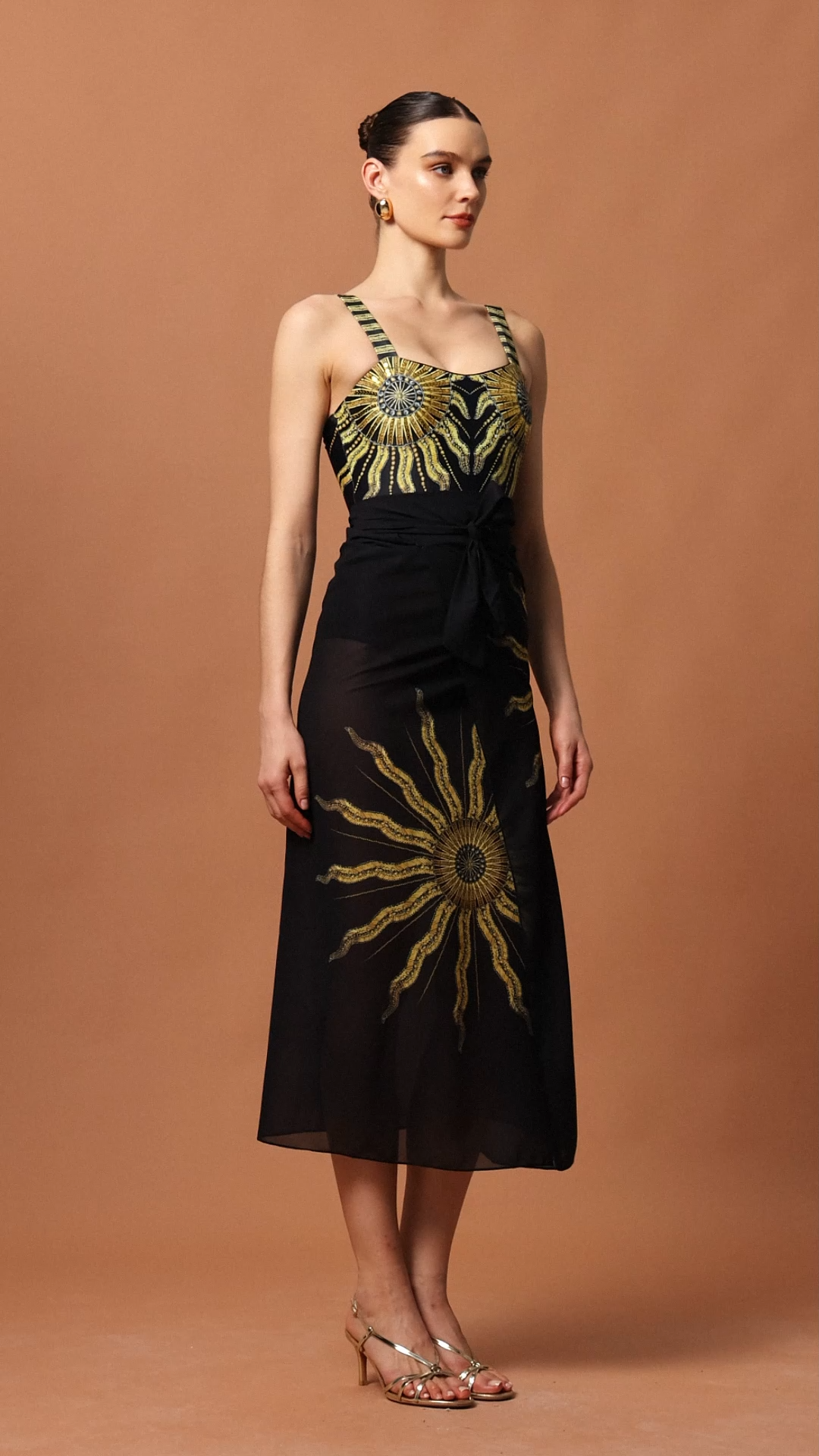 Novah Halter Sequin Sun Printed Mini Swimwear Two-Piece Set