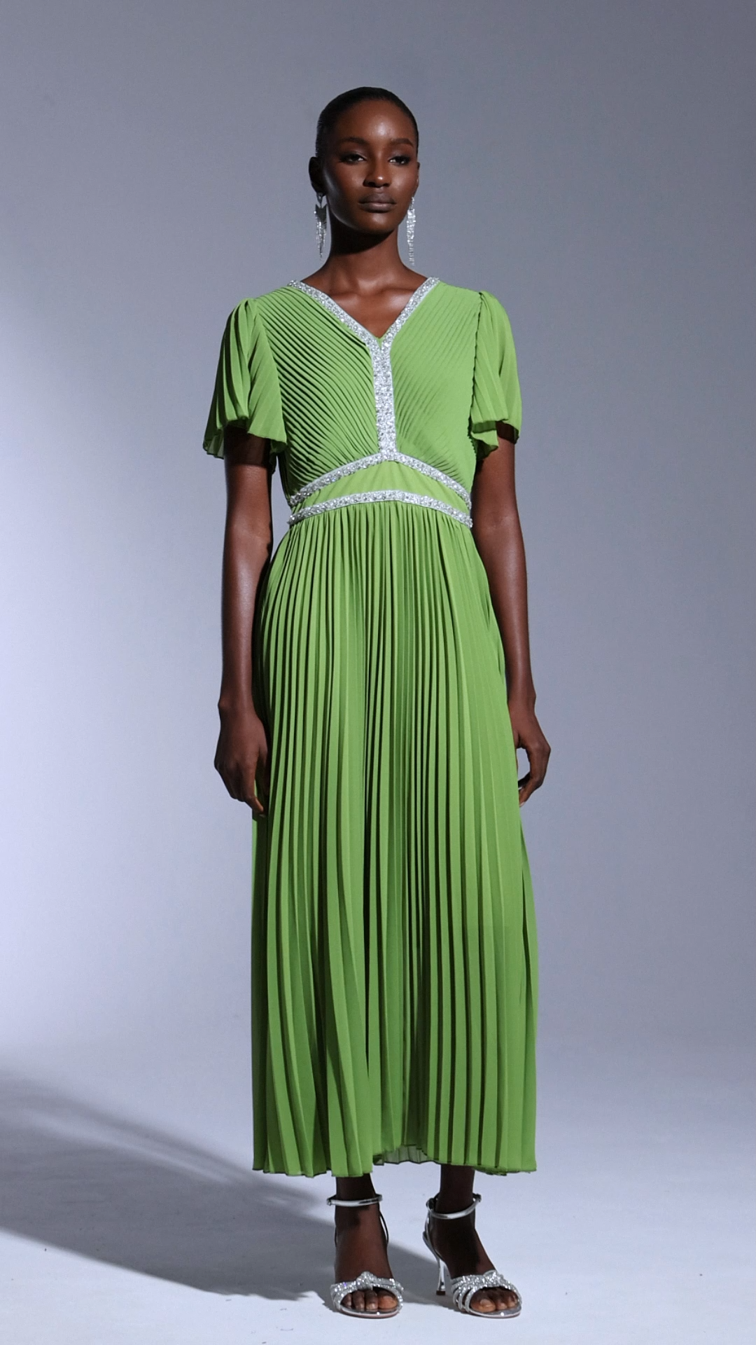 Mitzi Diamond Short Sleeves Maxi Dress