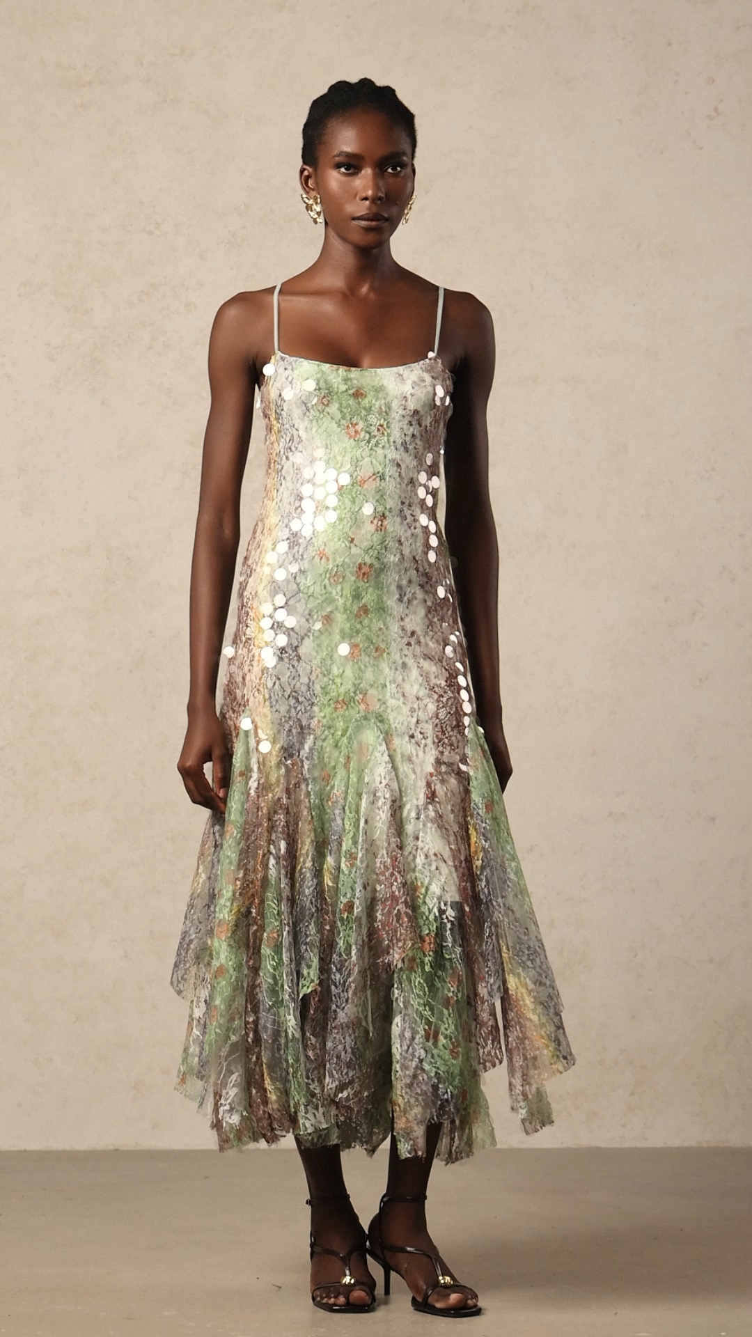 Wola Halter Printed Sequin Maxi Dress