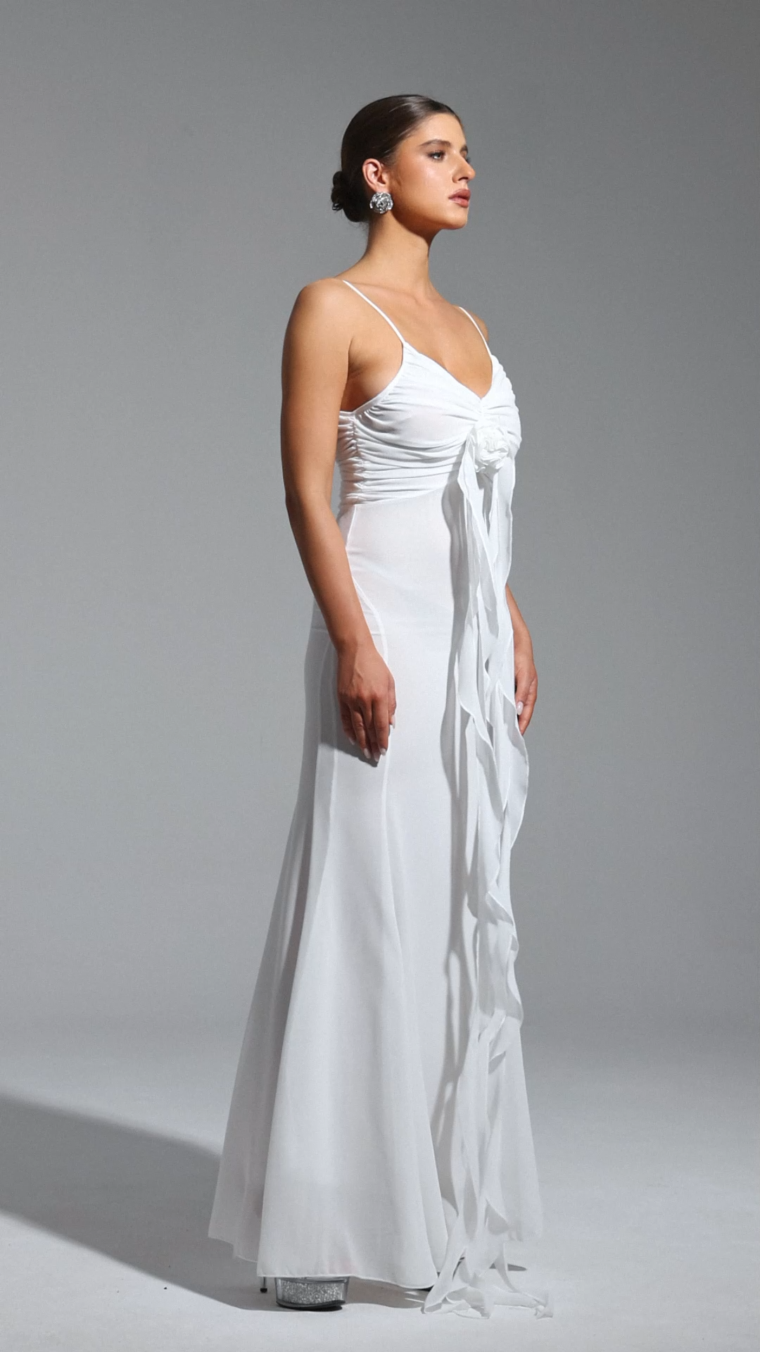 Dora Sleeveless Deep-V Flower Maxi Dress