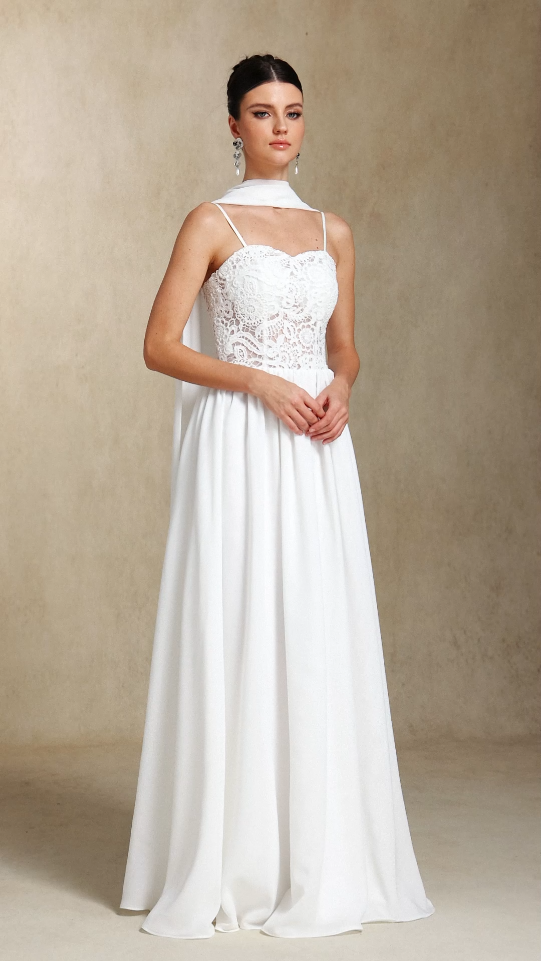 Hakula Sling Lace Chiffon Simple maxi wedding dress