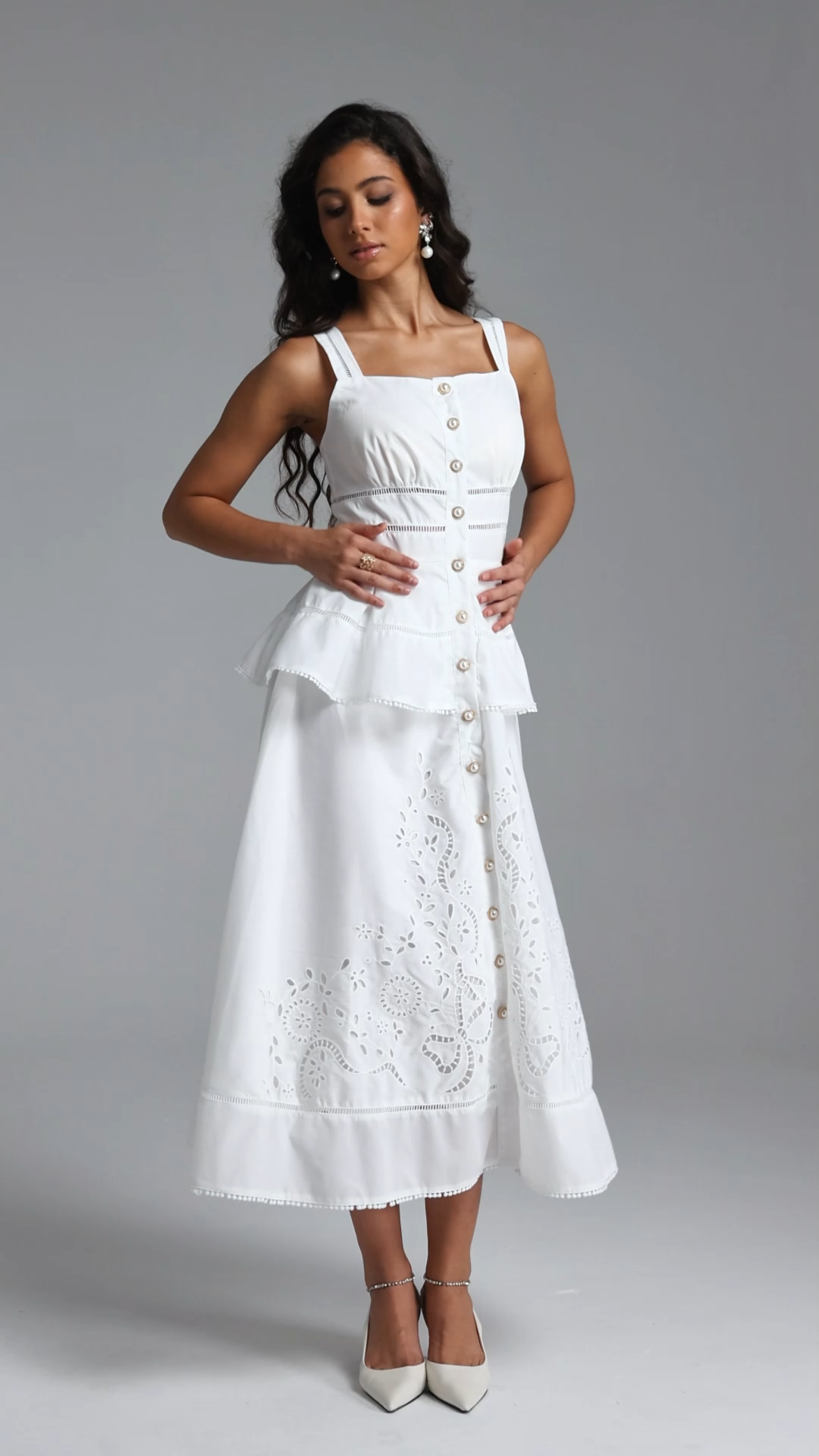 Hatsie Elegant Cinched Sleeveless Cut Out Woven Maxi Dress