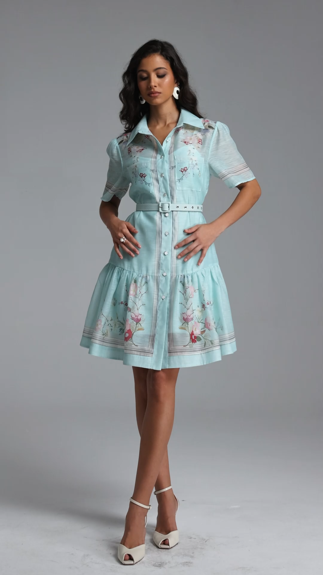 Nikuna Resort Flowy Short Sleeve Floral Print Woven Mini Dress